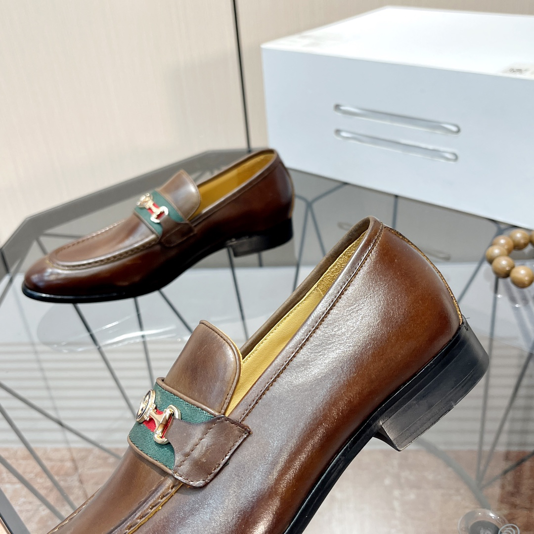 Gucci men's leather shoes-128
