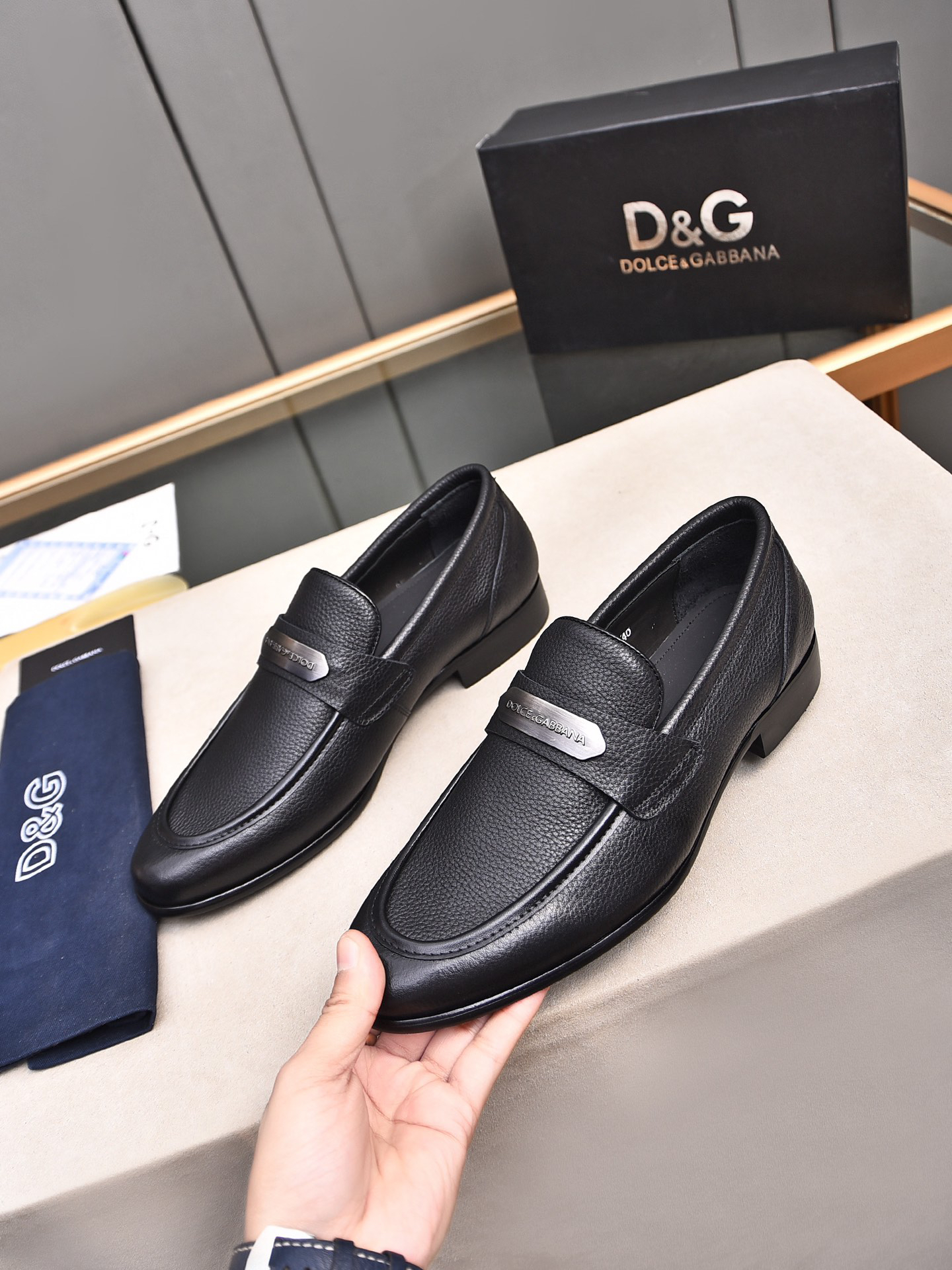 D&G men's leather shoes-10