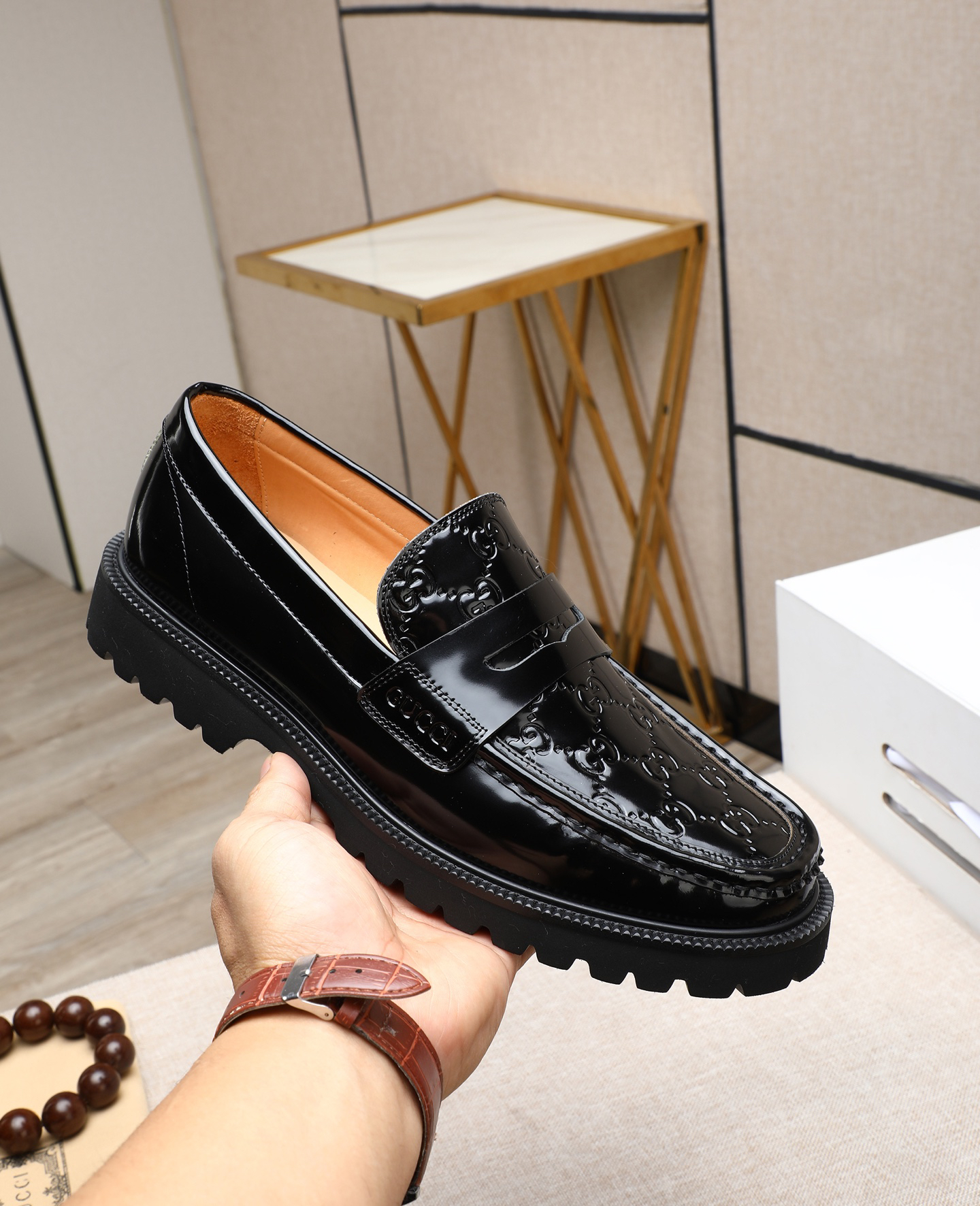 Gucci men's leather shoes-59