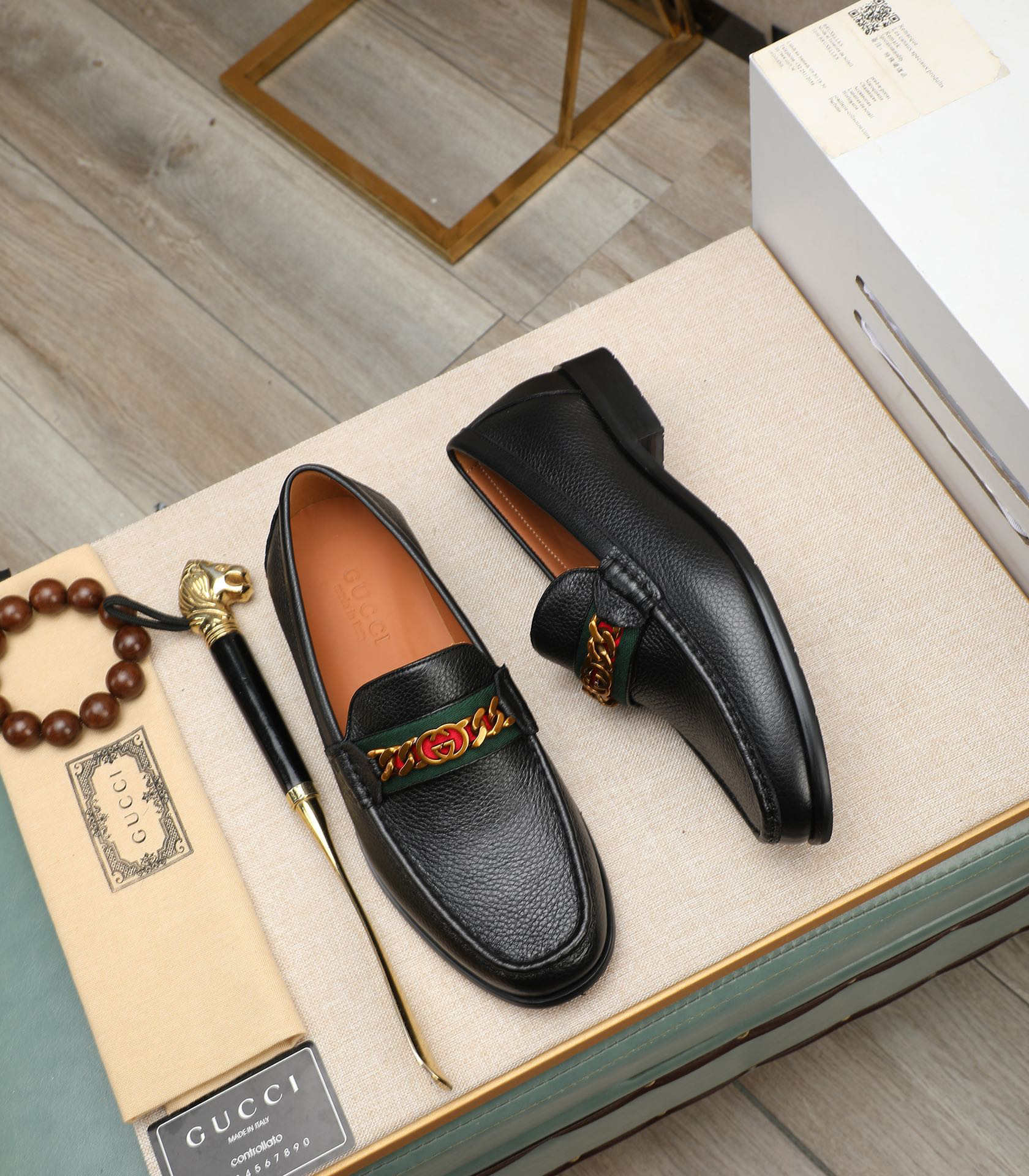 Gucci men's leather shoes-9