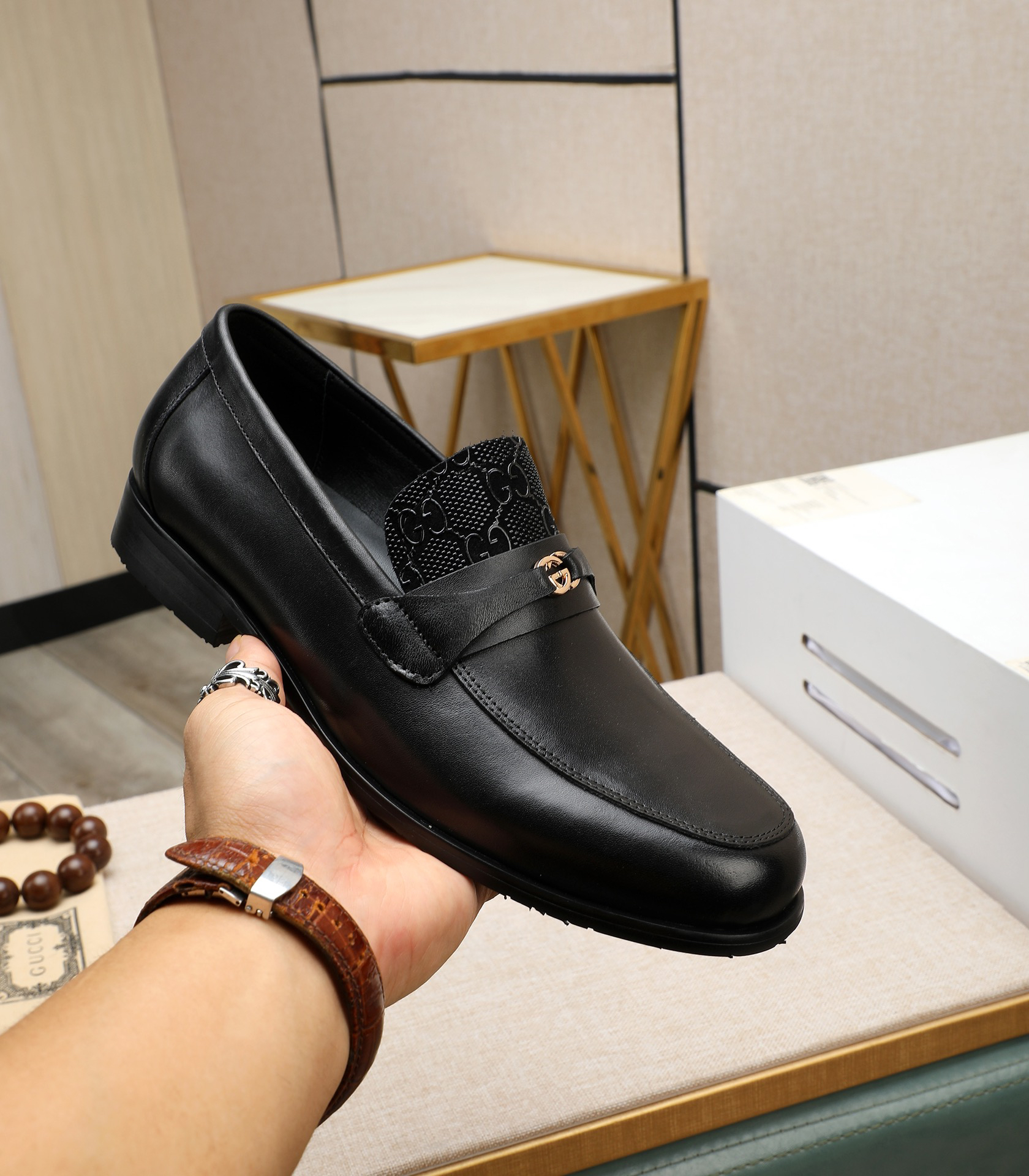 Gucci men's leather shoes-10