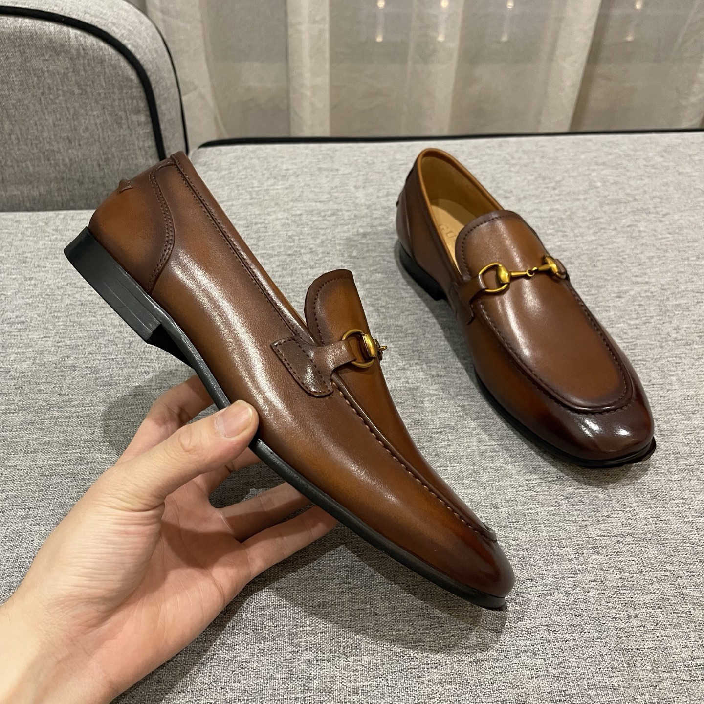 Gucci men's leather shoes-28