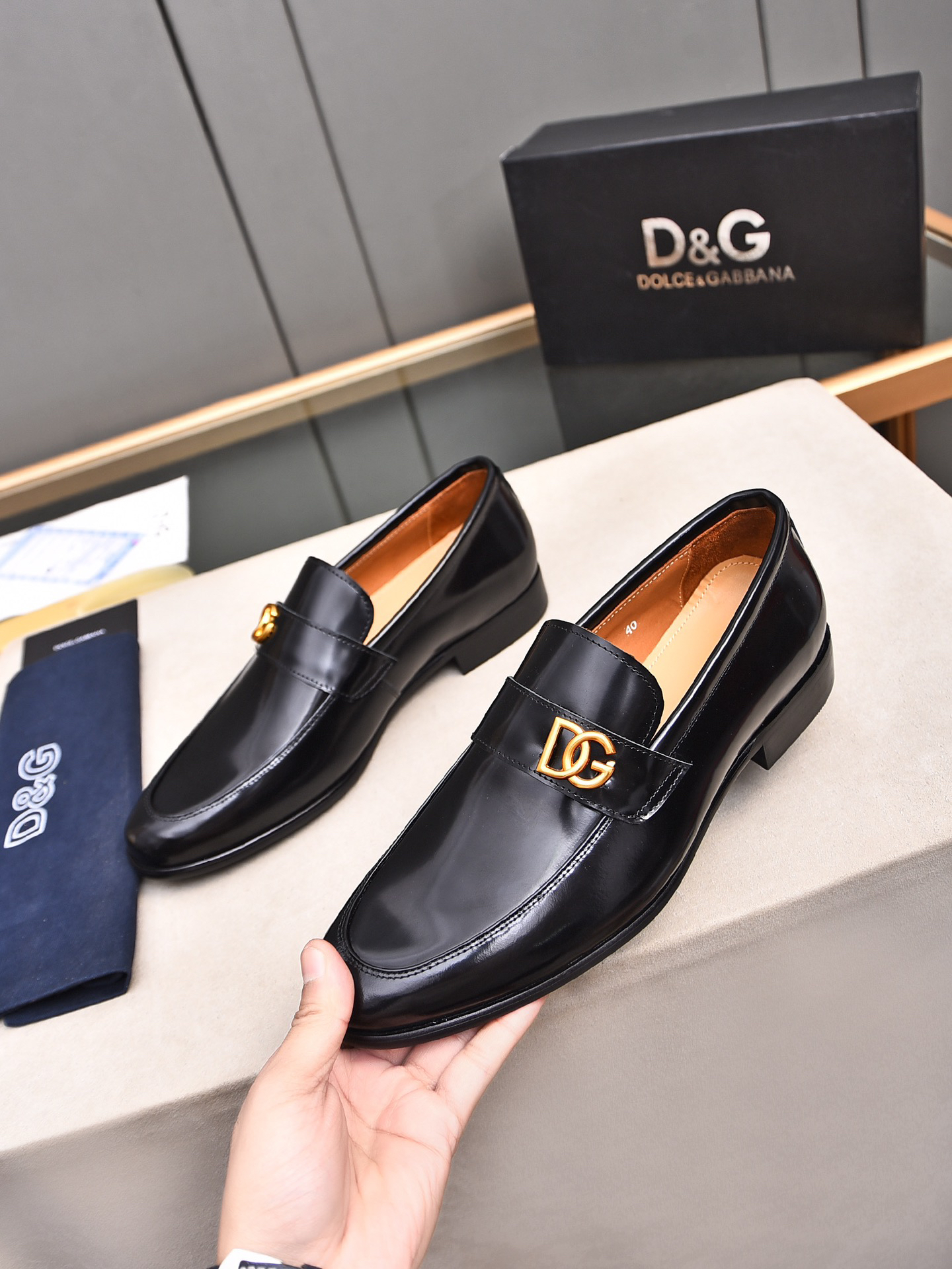 D&G men's leather shoes-66