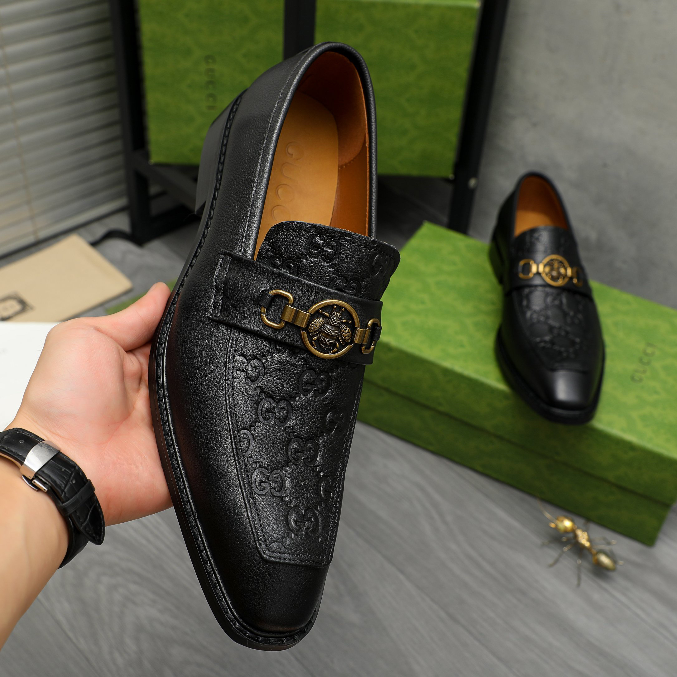 Gucci men's leather shoes-84