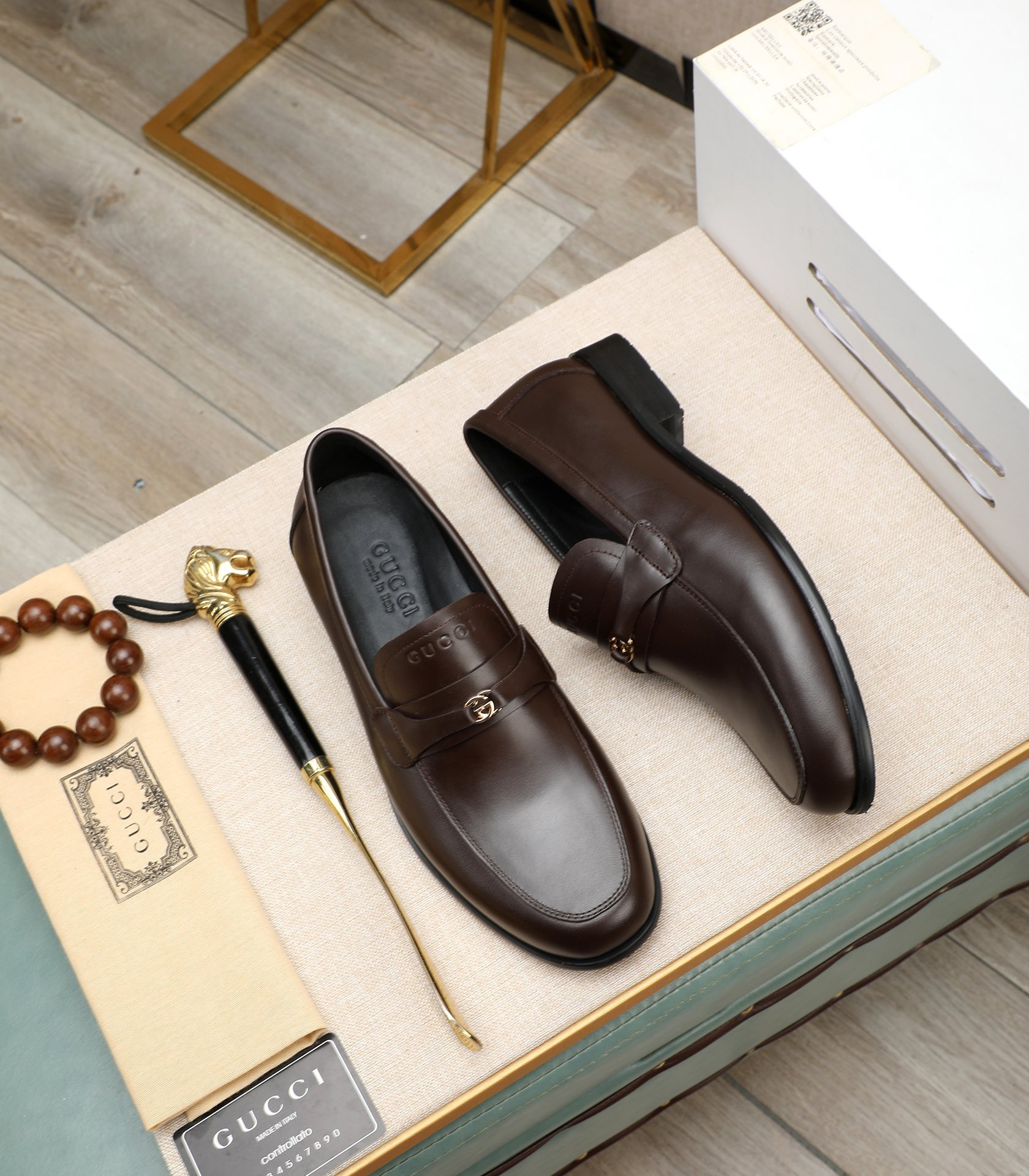 Gucci men's leather shoes-8