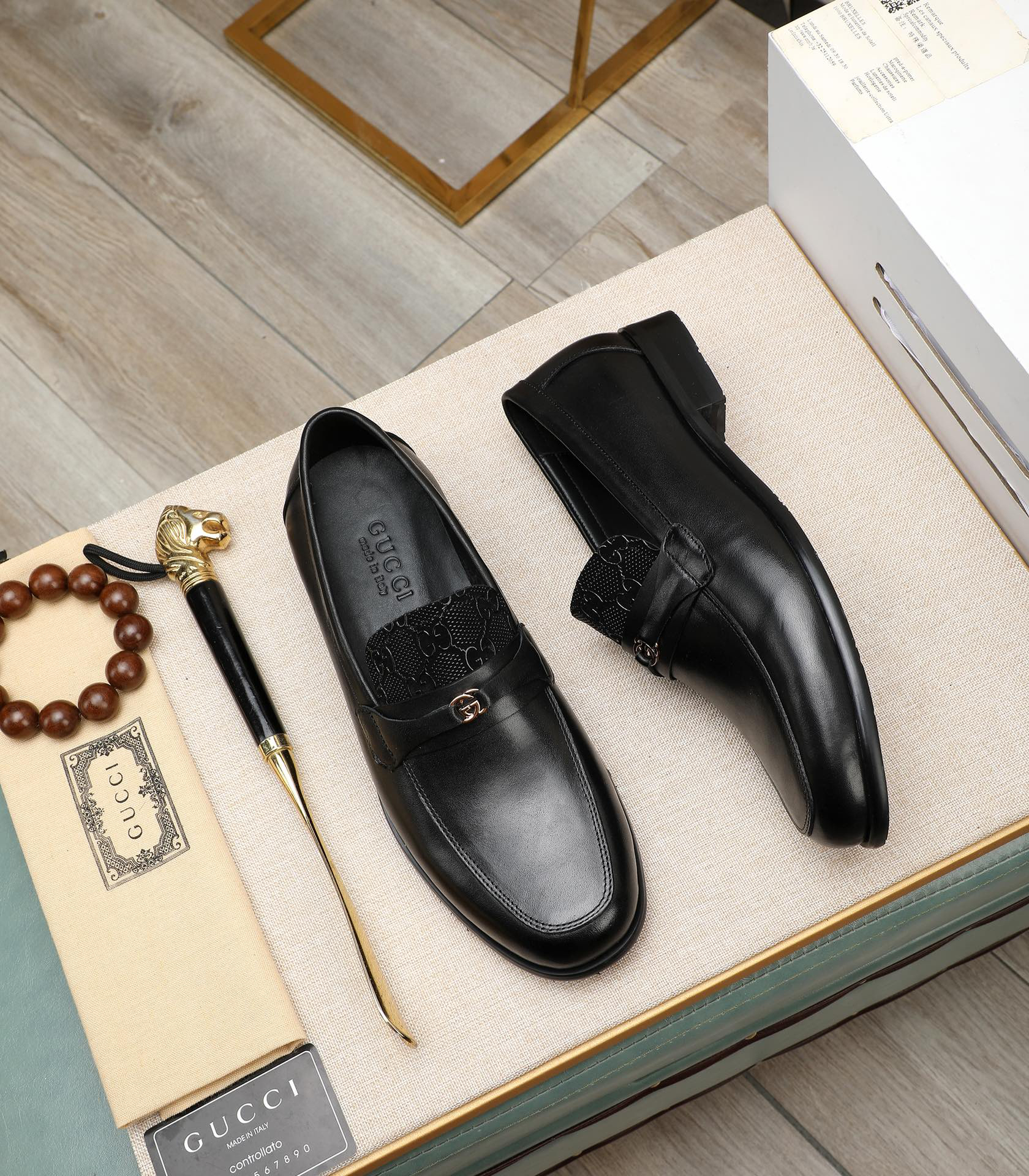 Gucci men's leather shoes-10