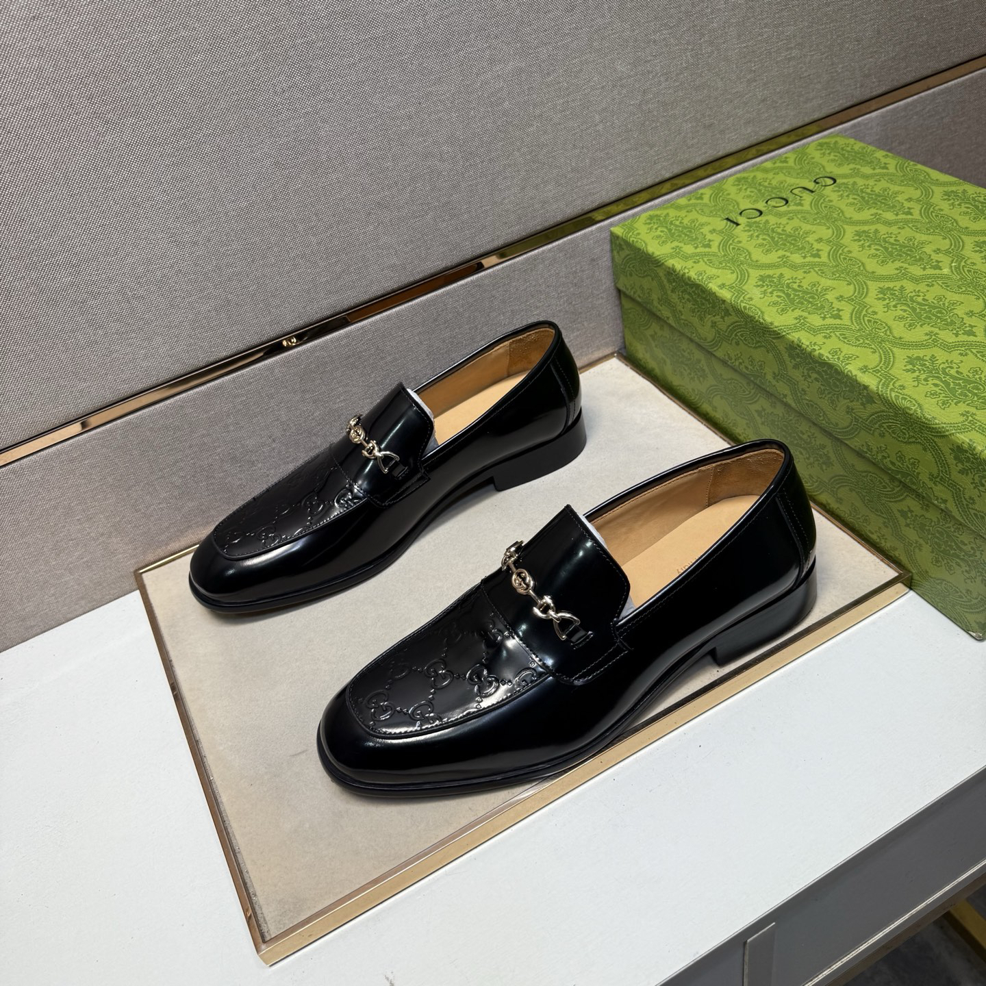 Gucci men's leather shoes-14