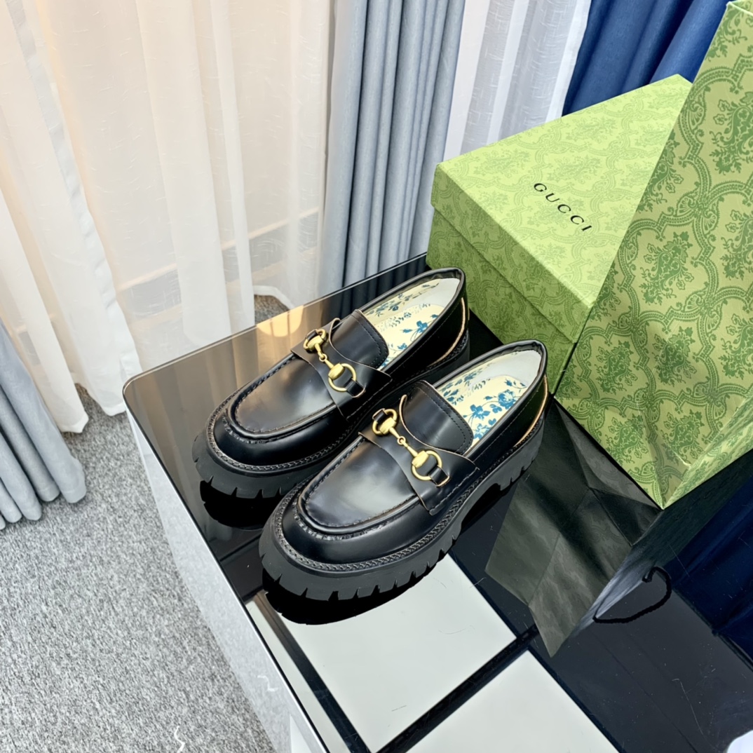 Gucci women's leather shoes-3