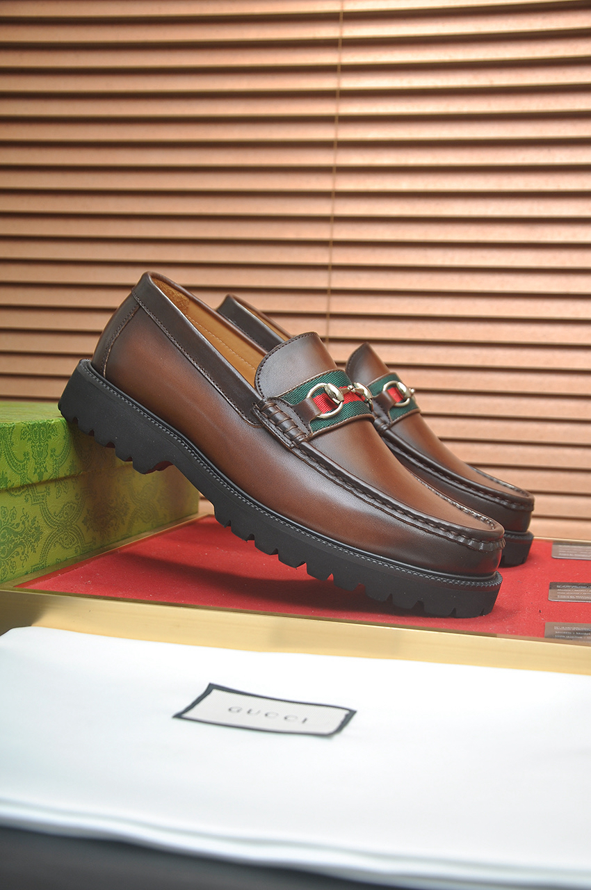 Gucci men's leather shoes-33