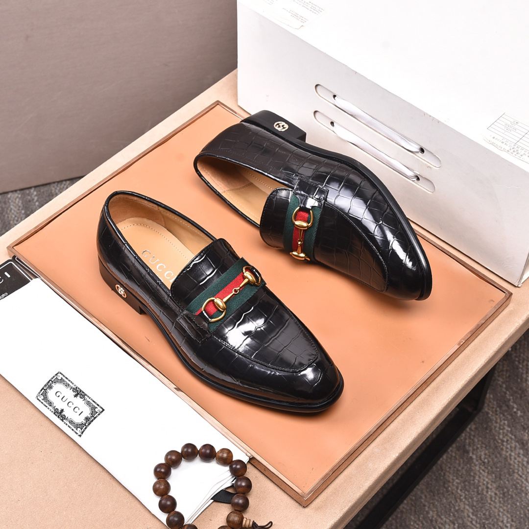 Gucci men's leather shoes-11