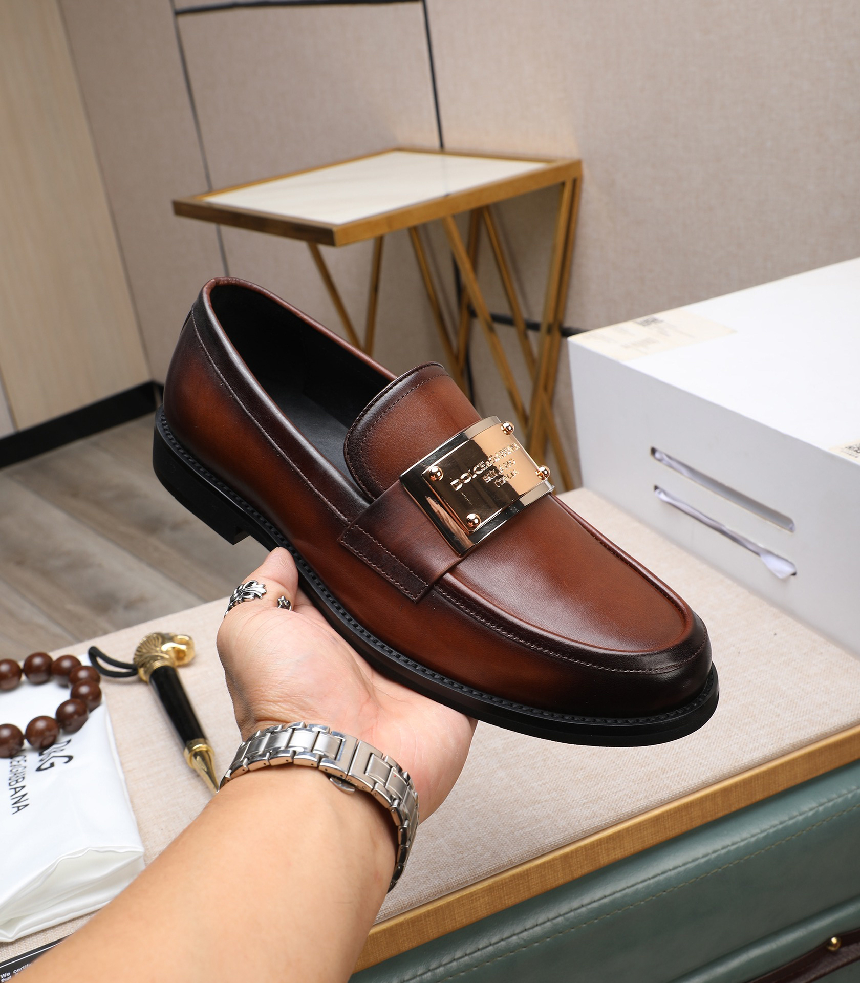 D&G men's leather shoes-6