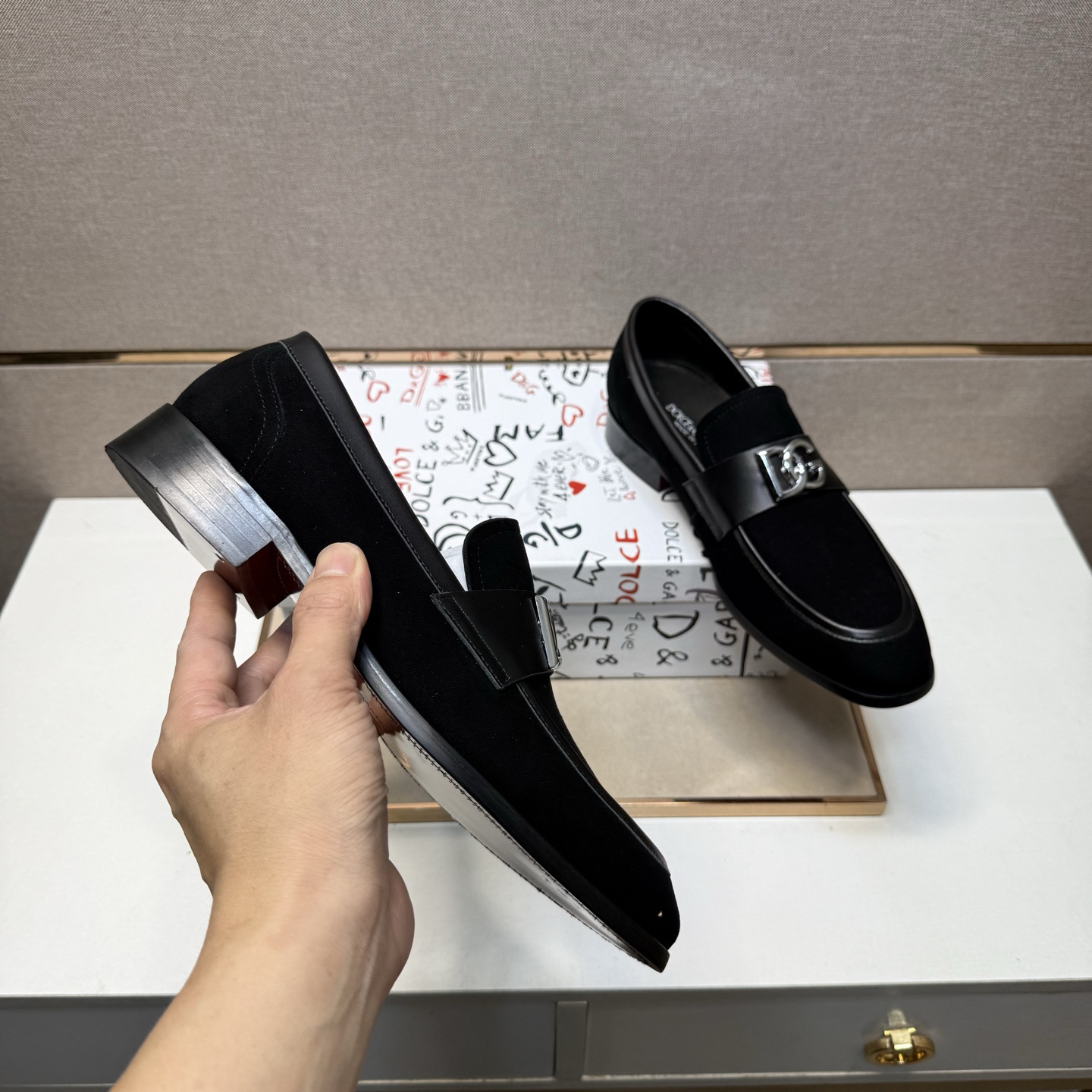 D&G men's leather shoes-100