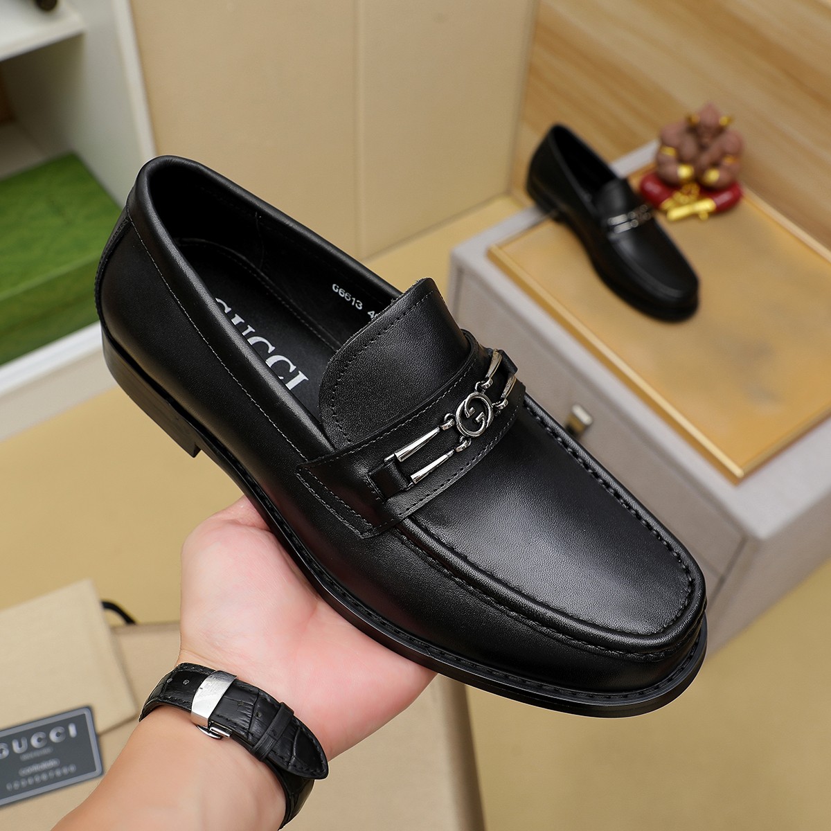 Gucci men's leather shoes-131