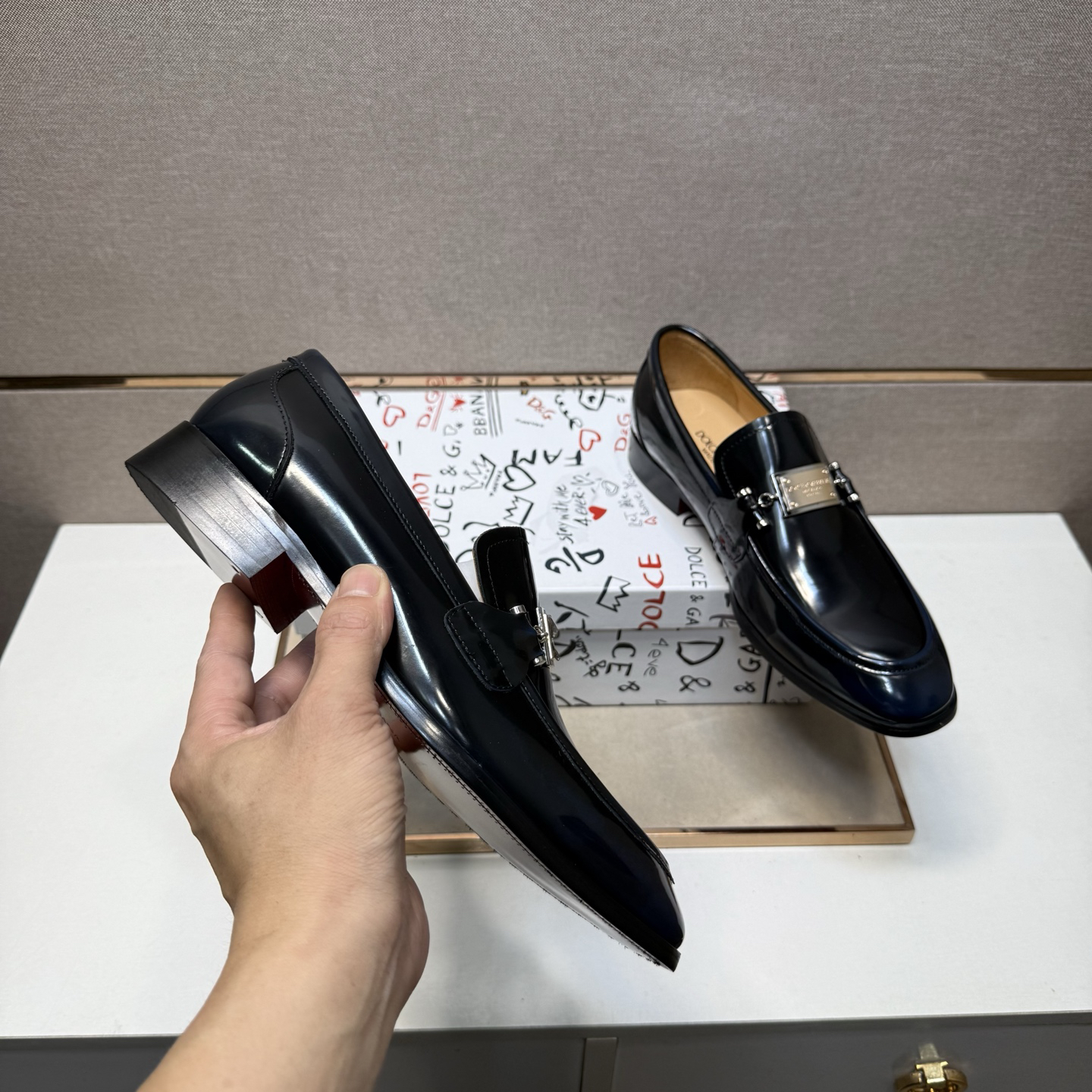 D&G men's leather shoes-91