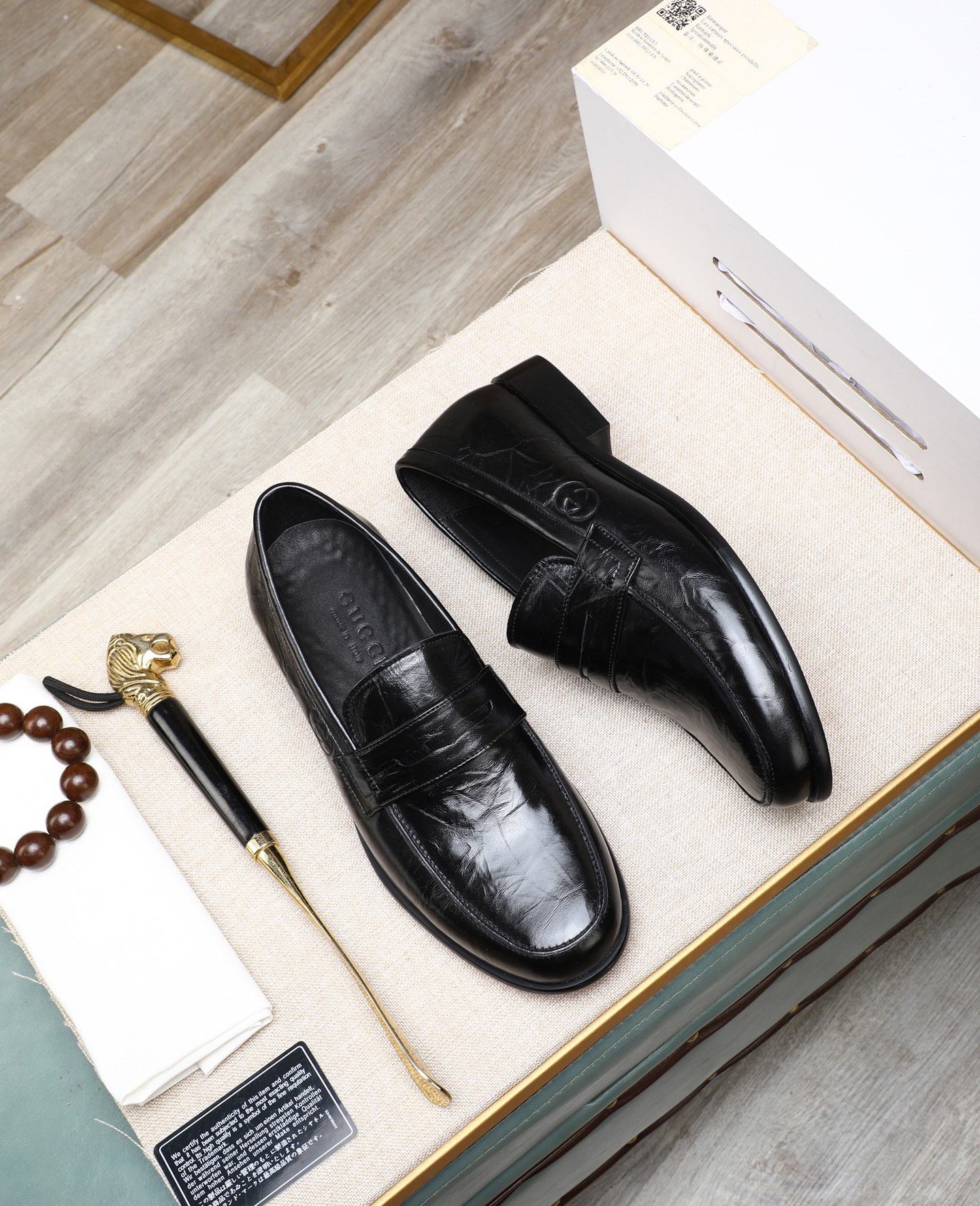 Gucci men's leather shoes-4