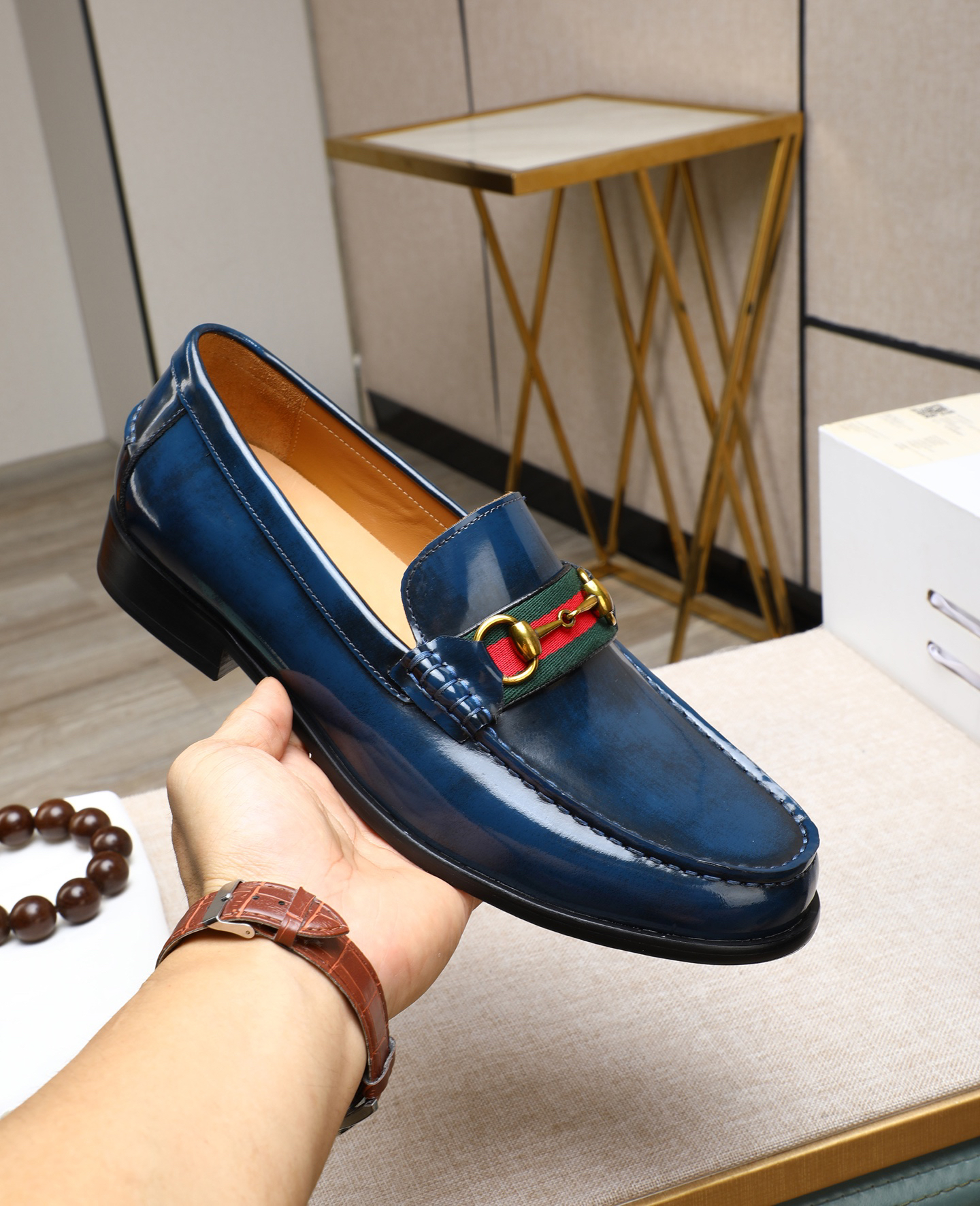 Gucci men's leather shoes-5