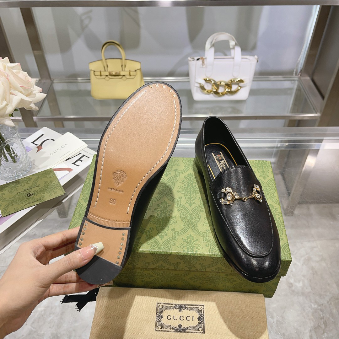 Gucci women's leather shoes-20