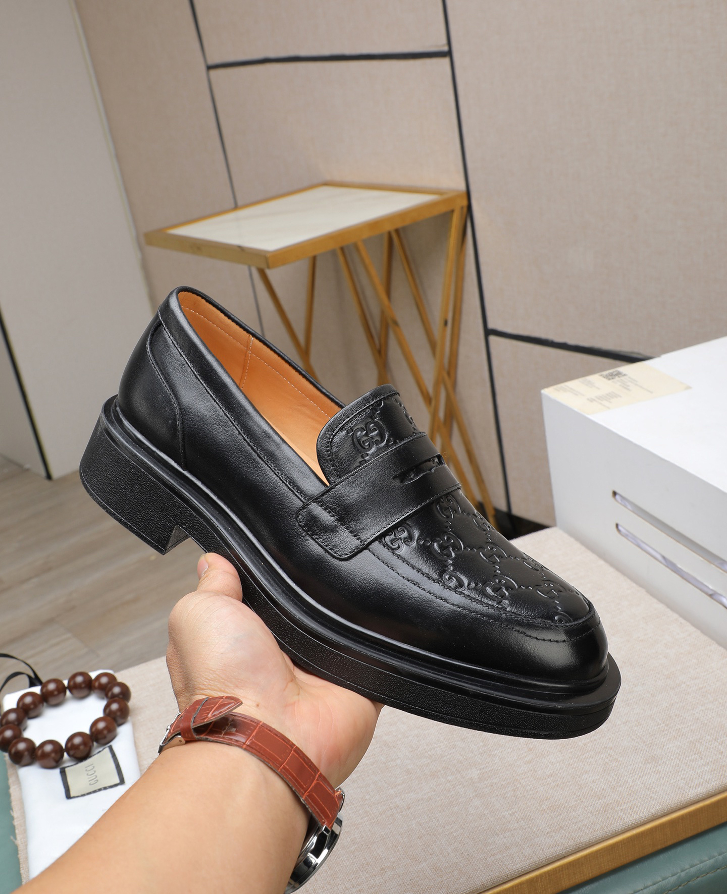 Gucci men's leather shoes-133