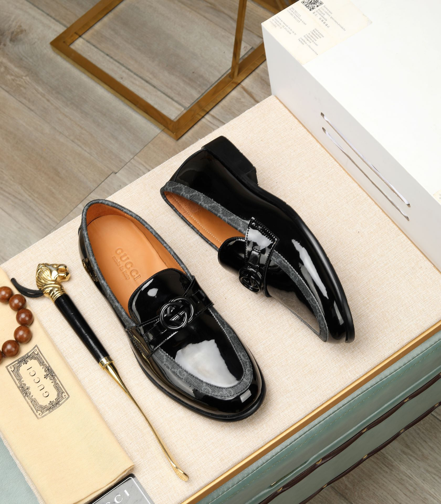 Gucci men's leather shoes-7