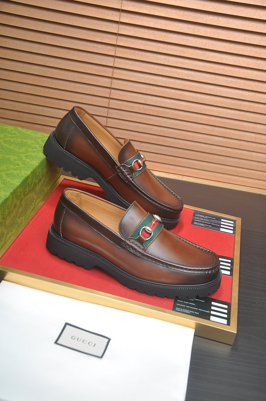 Gucci men's leather shoes-33