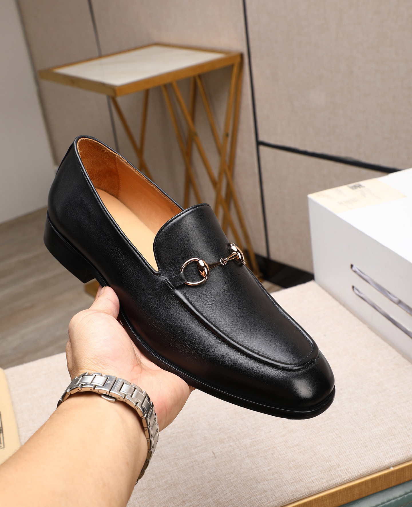 Gucci men's leather shoes-19