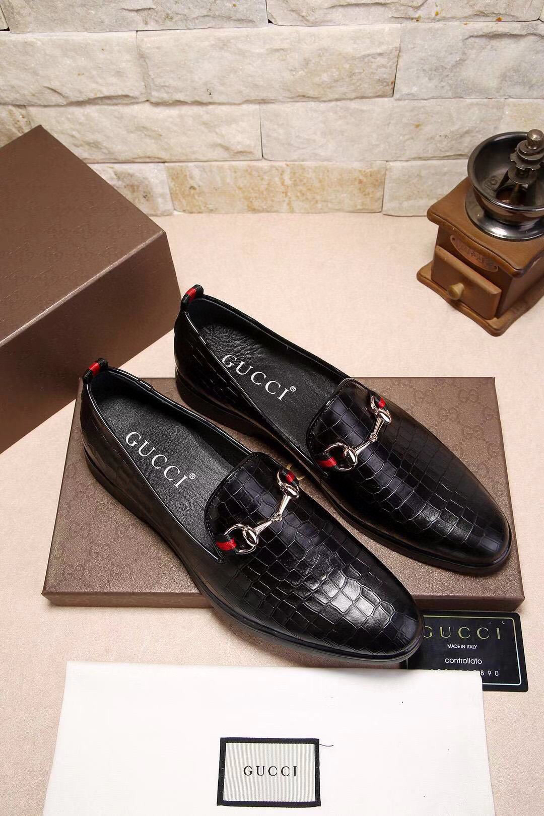 Gucci men's leather shoes-51