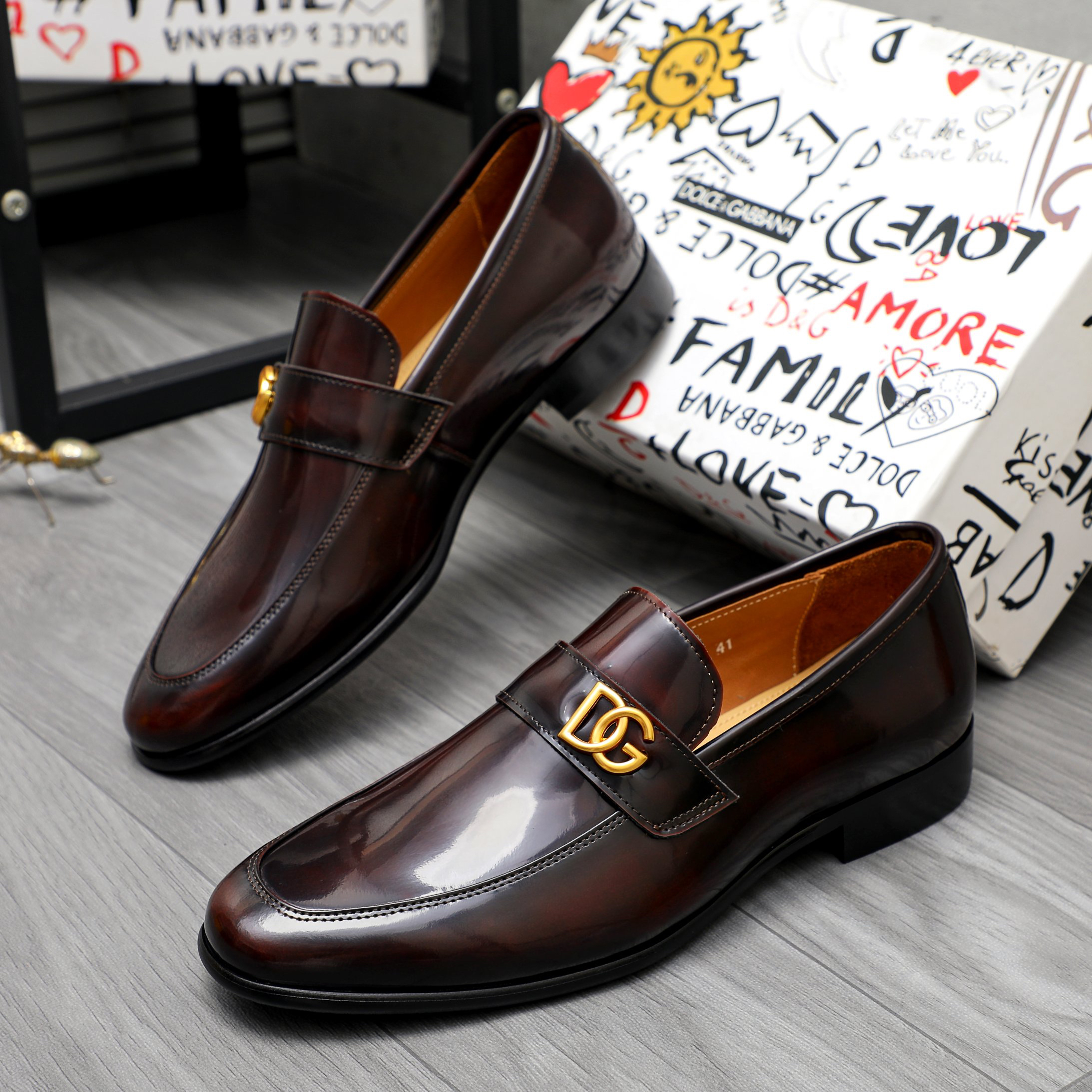 D&G men's leather shoes-59
