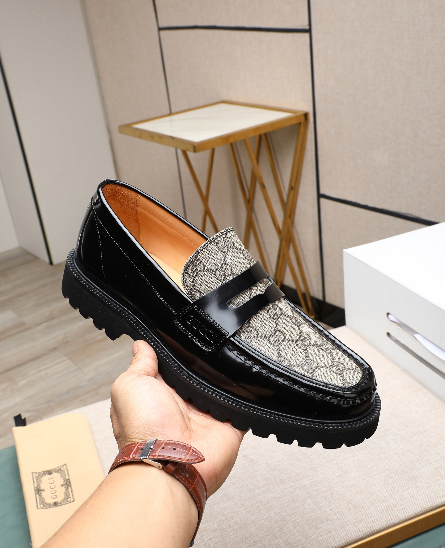 Gucci men's leather shoes-123