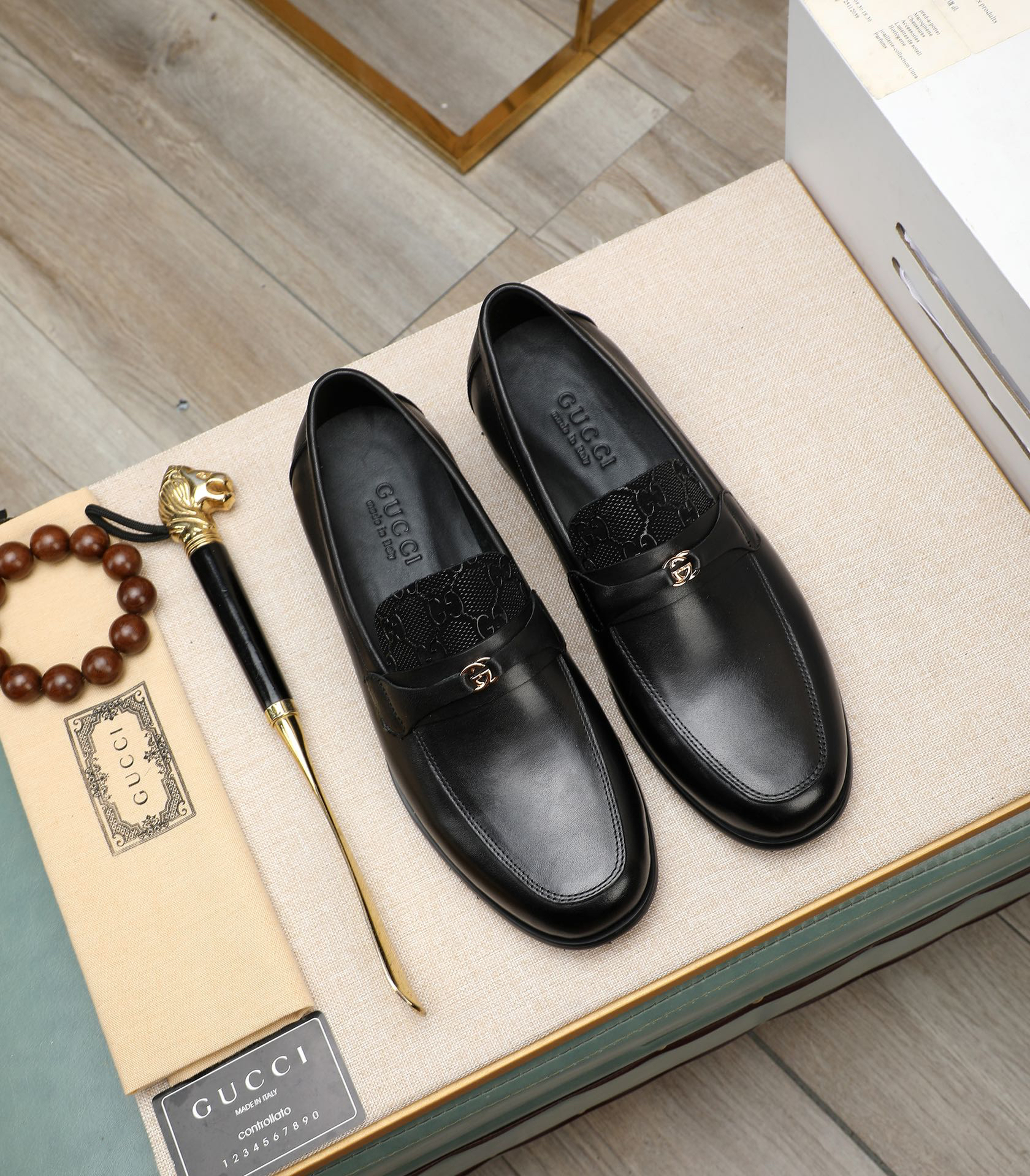 Gucci men's leather shoes-10