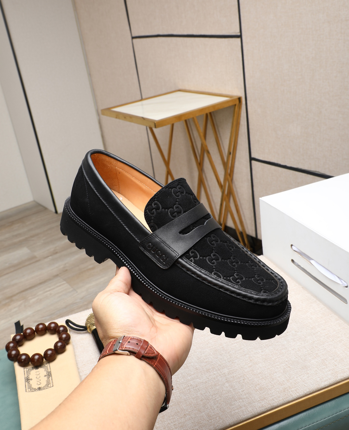 Gucci men's leather shoes-57