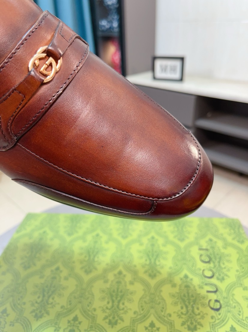 Gucci men's leather shoes-3