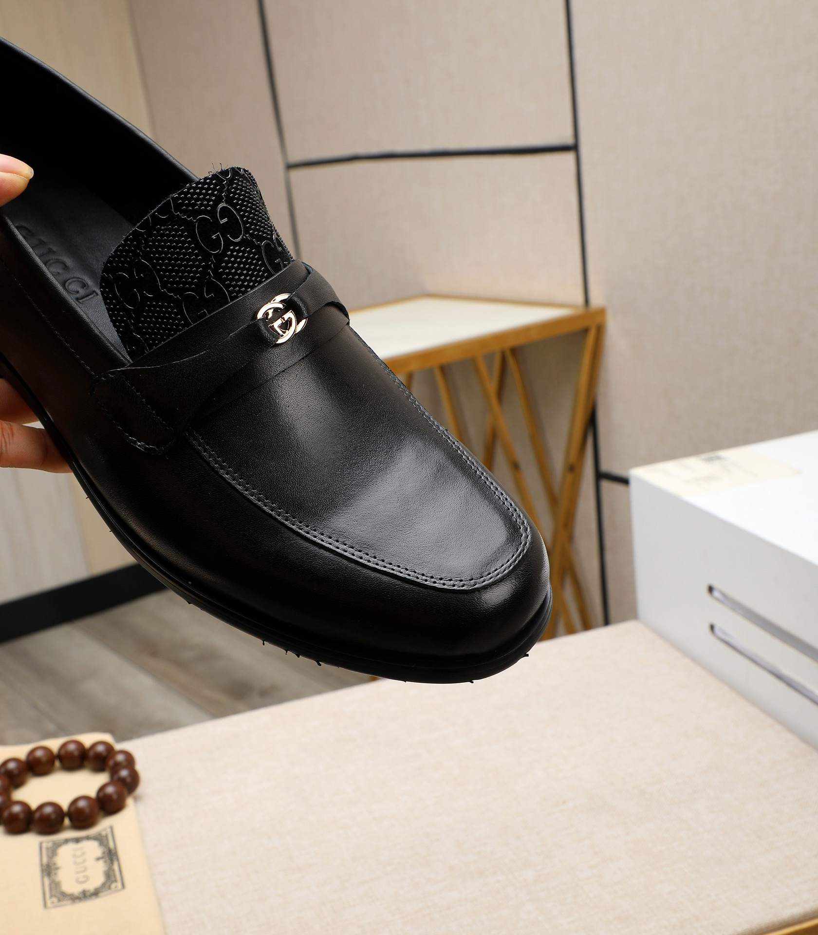 Gucci men's leather shoes-10