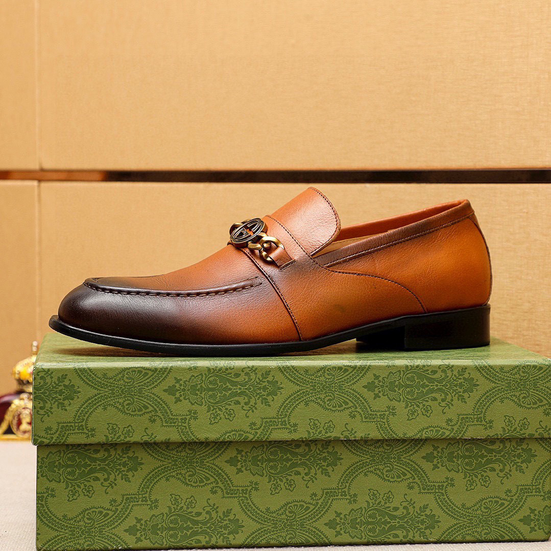 Gucci men's leather shoes-81
