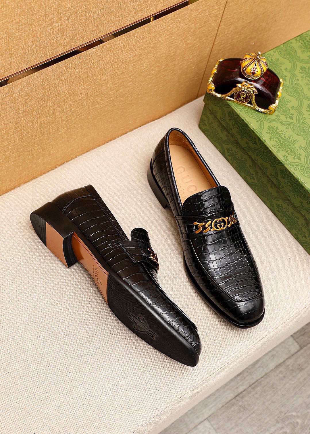 Gucci men's leather shoes-78