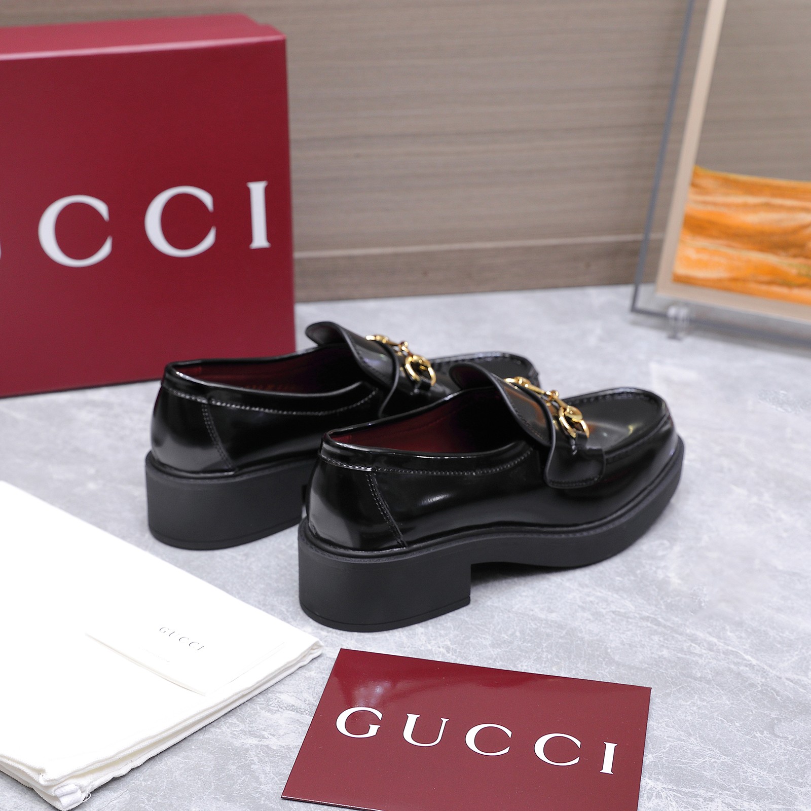 Gucci women's leather shoes-34