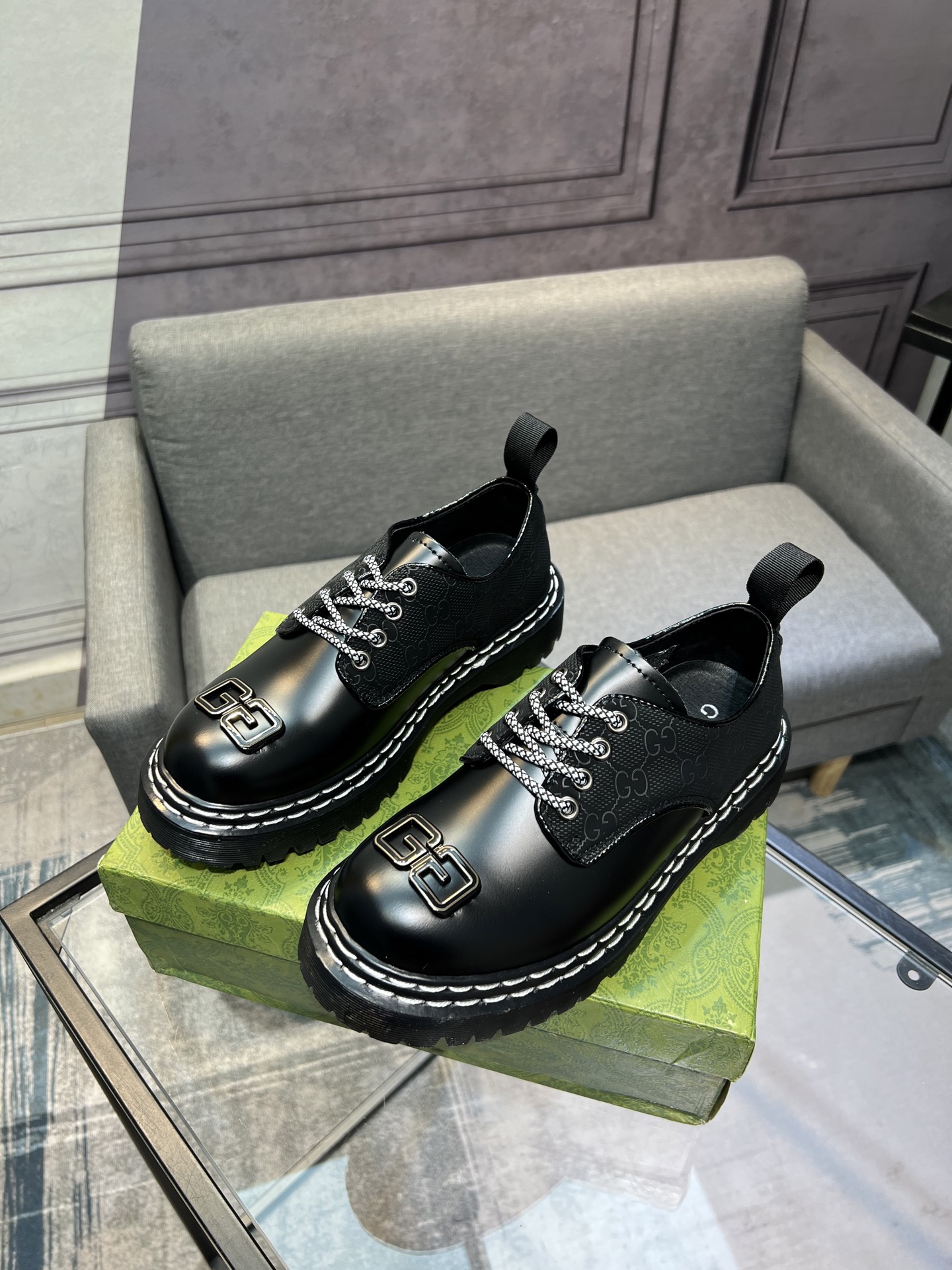 Gucci men's leather shoes-48