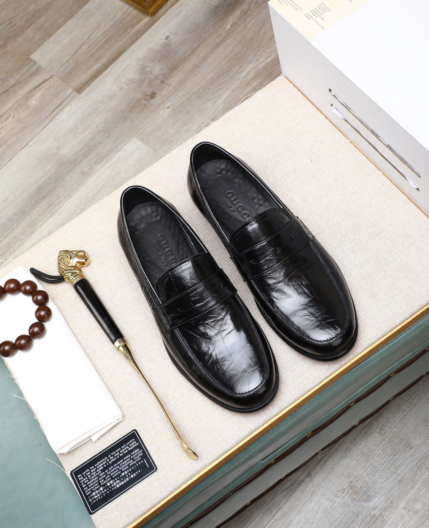 Gucci men's leather shoes-4