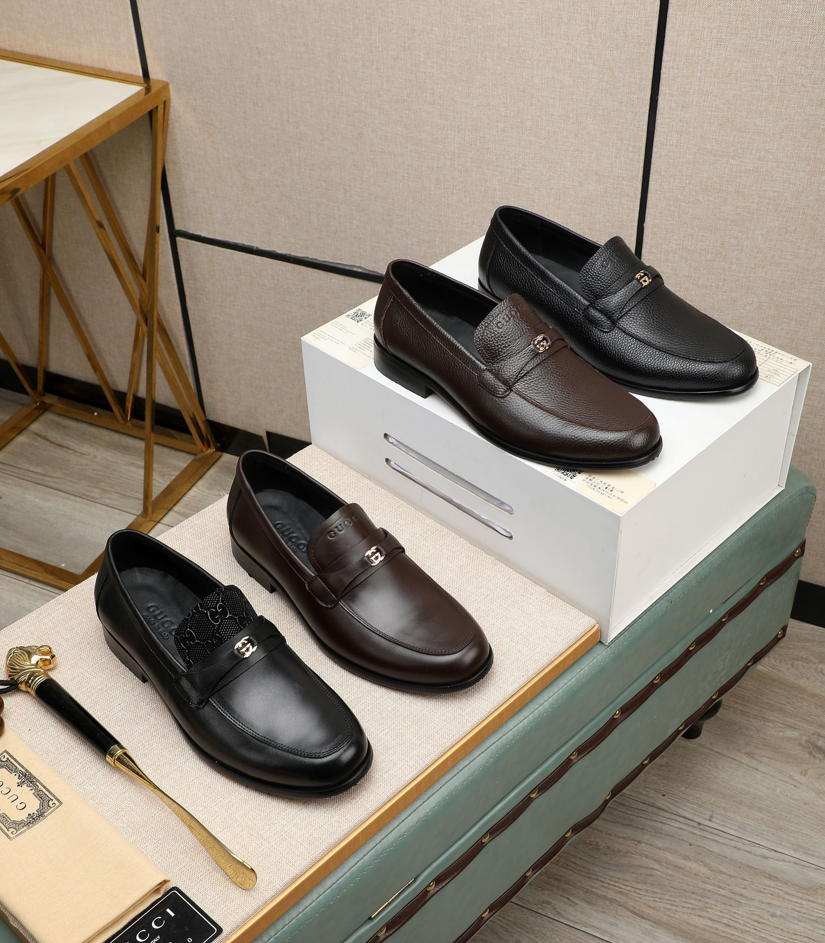 Gucci men's leather shoes-10