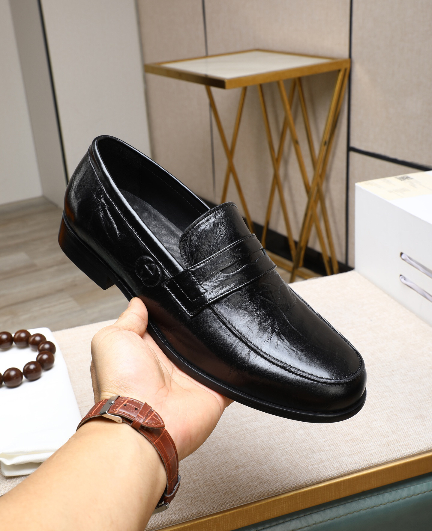 Gucci men's leather shoes-4