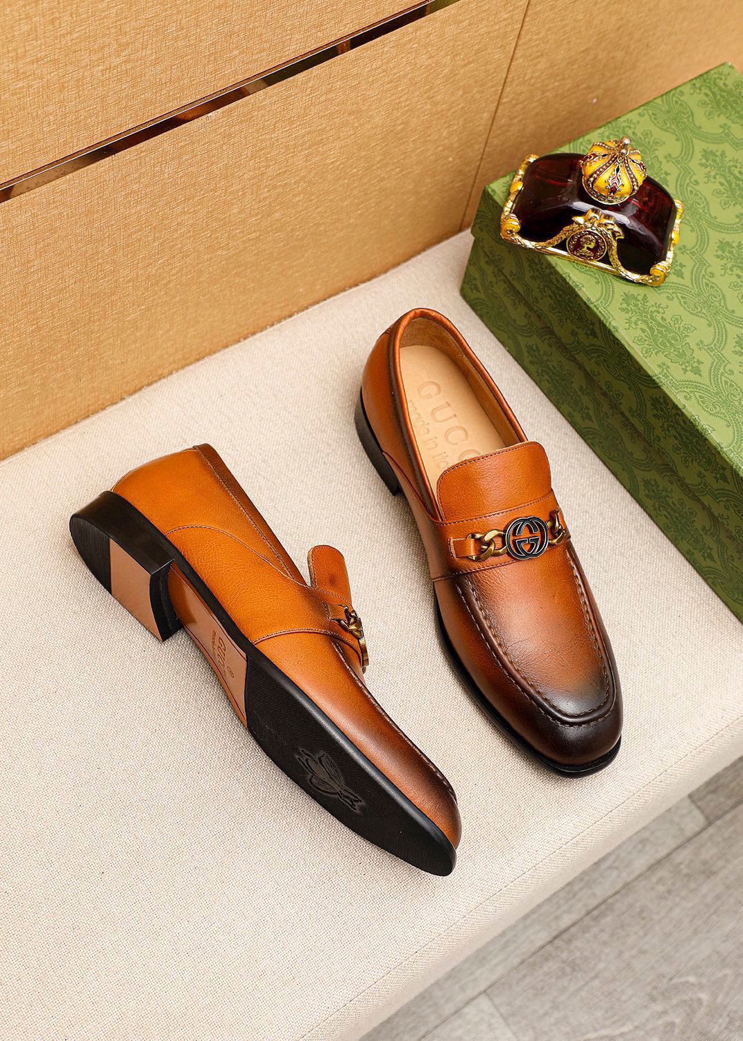 Gucci men's leather shoes-81