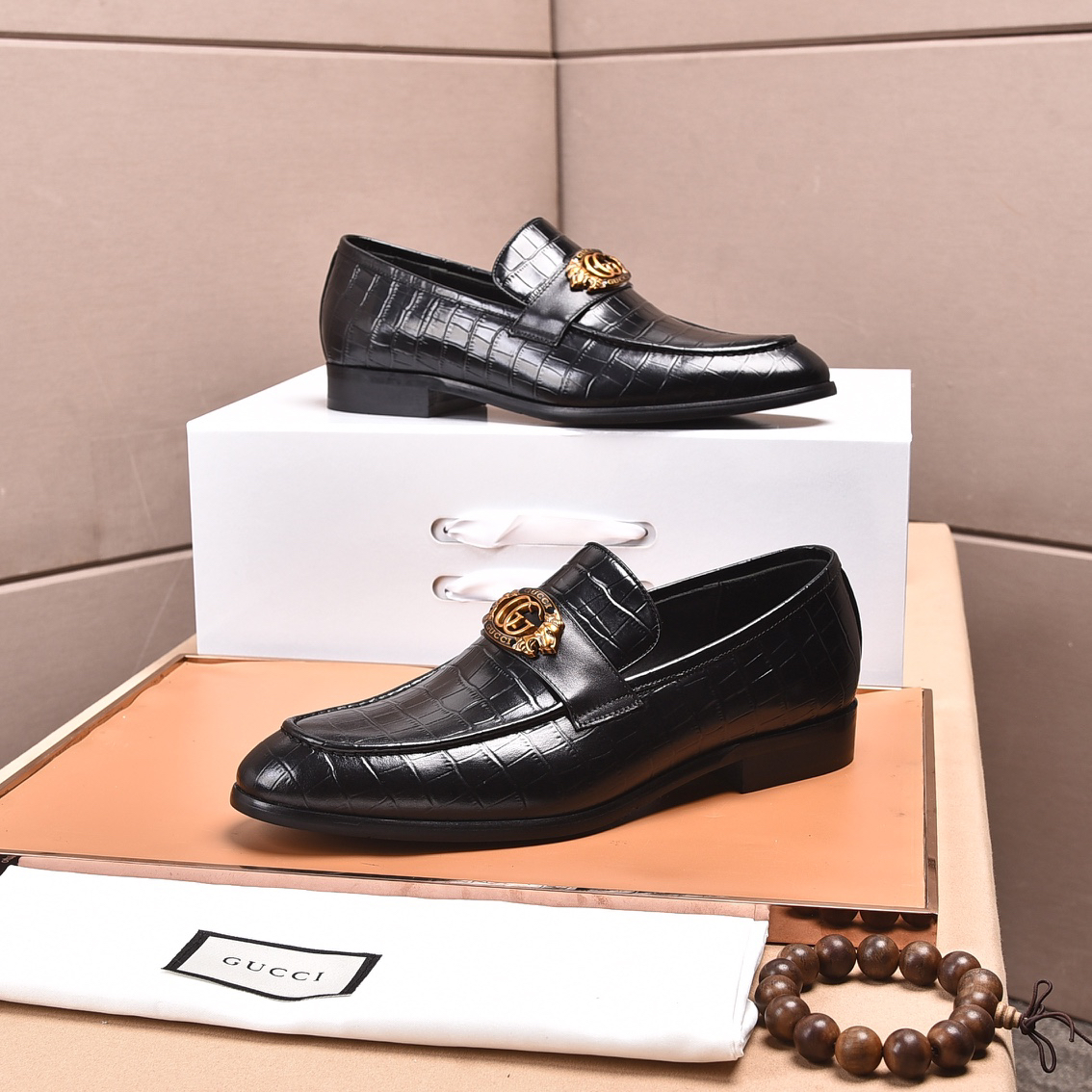 Gucci men's leather shoes-31