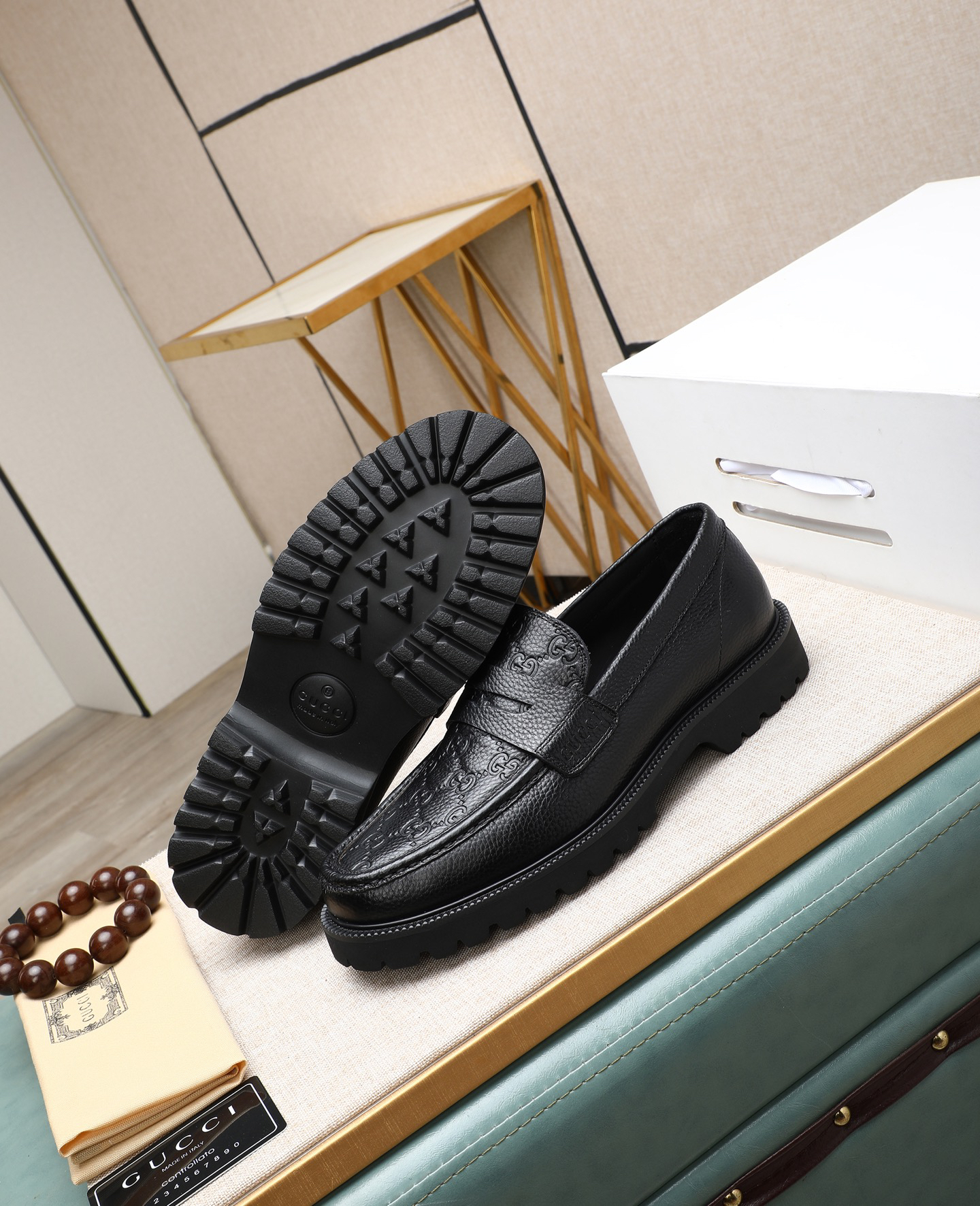 Gucci men's leather shoes-58