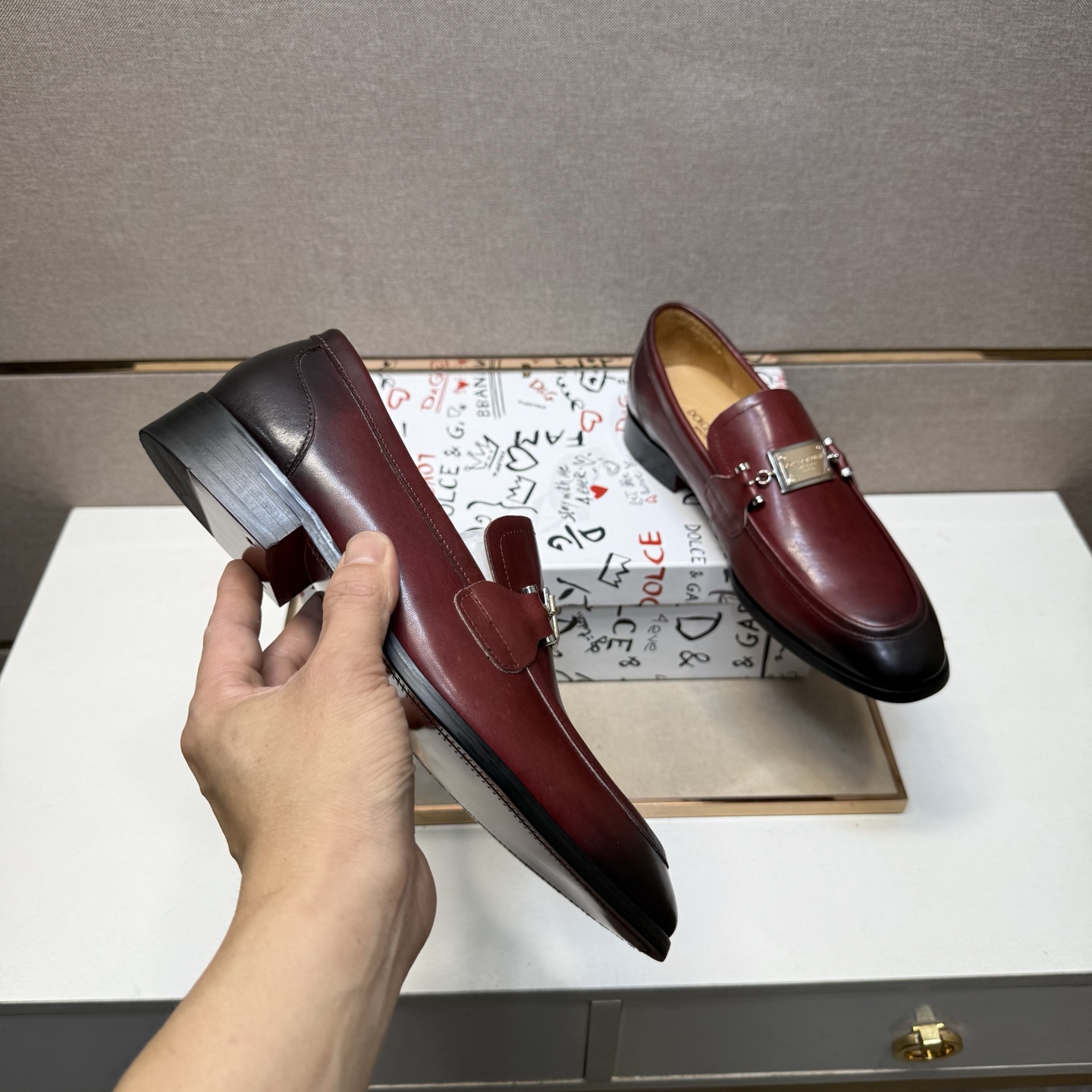 D&G men's leather shoes-107