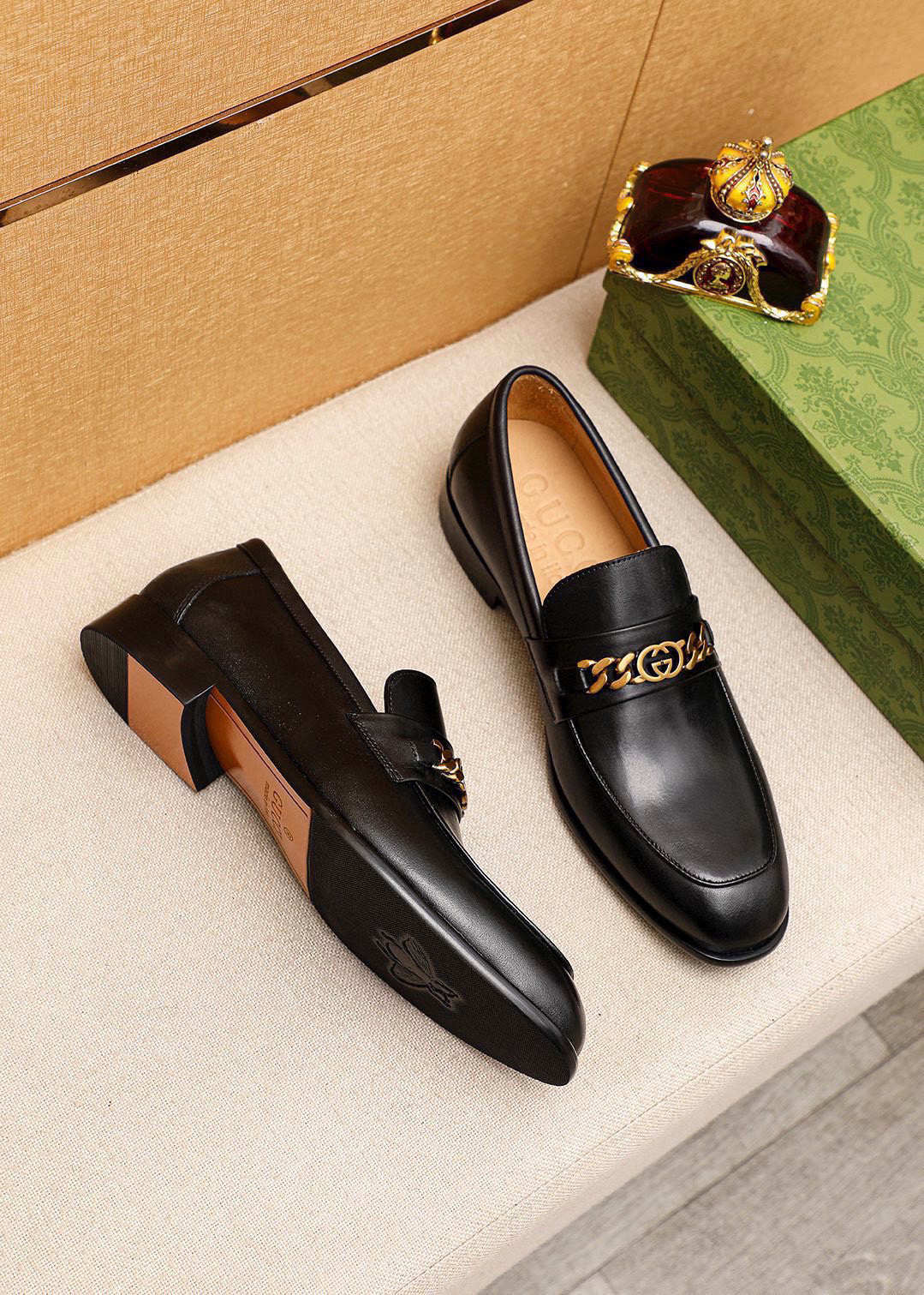 Gucci men's leather shoes-80