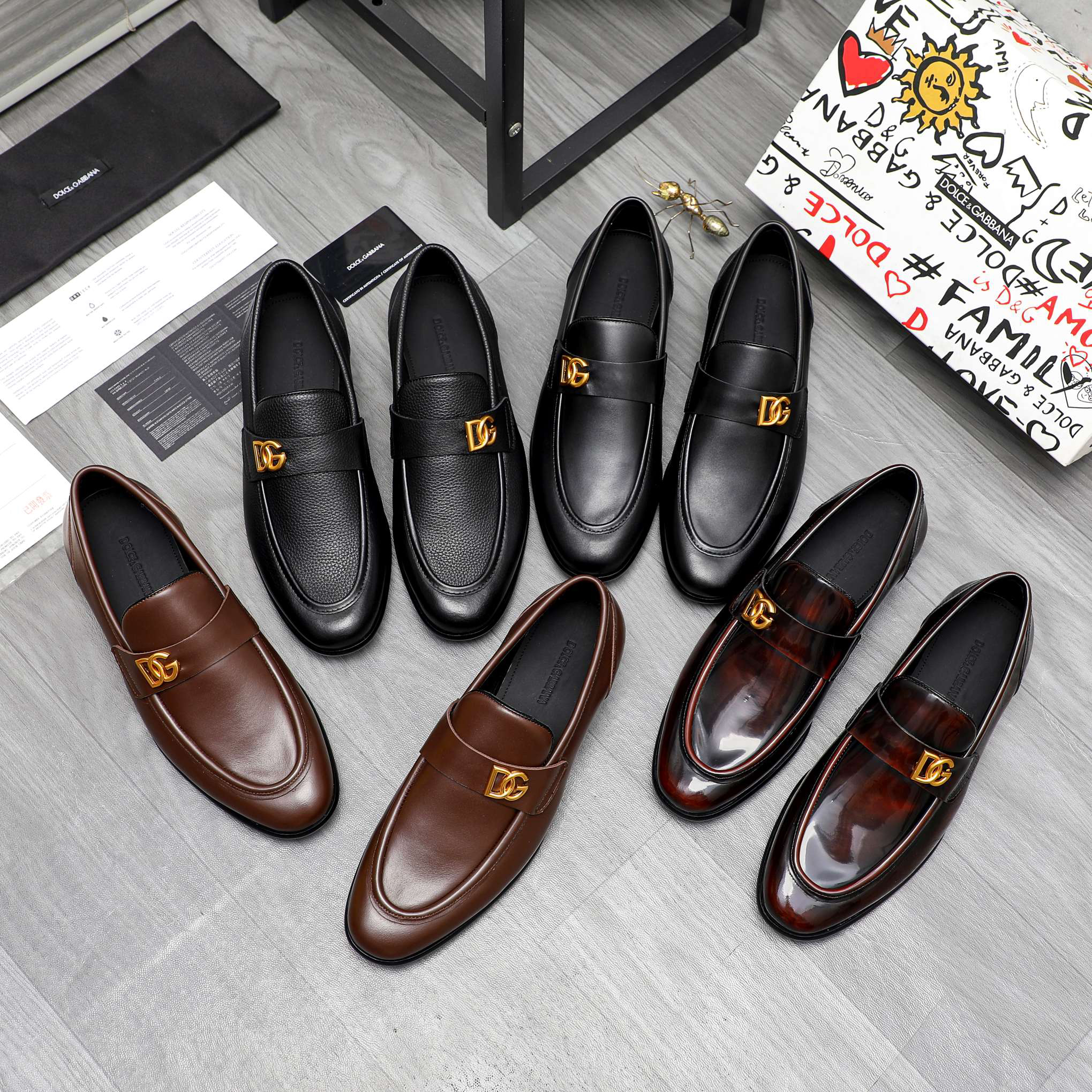 D&G men's leather shoes-61