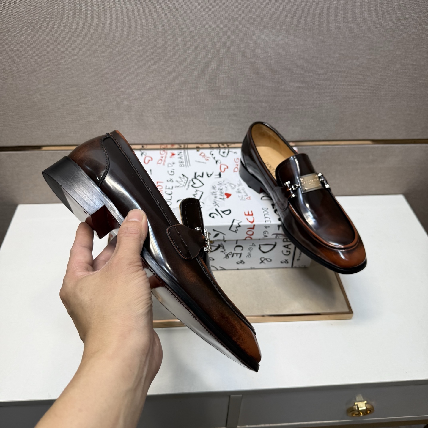 D&G men's leather shoes-32
