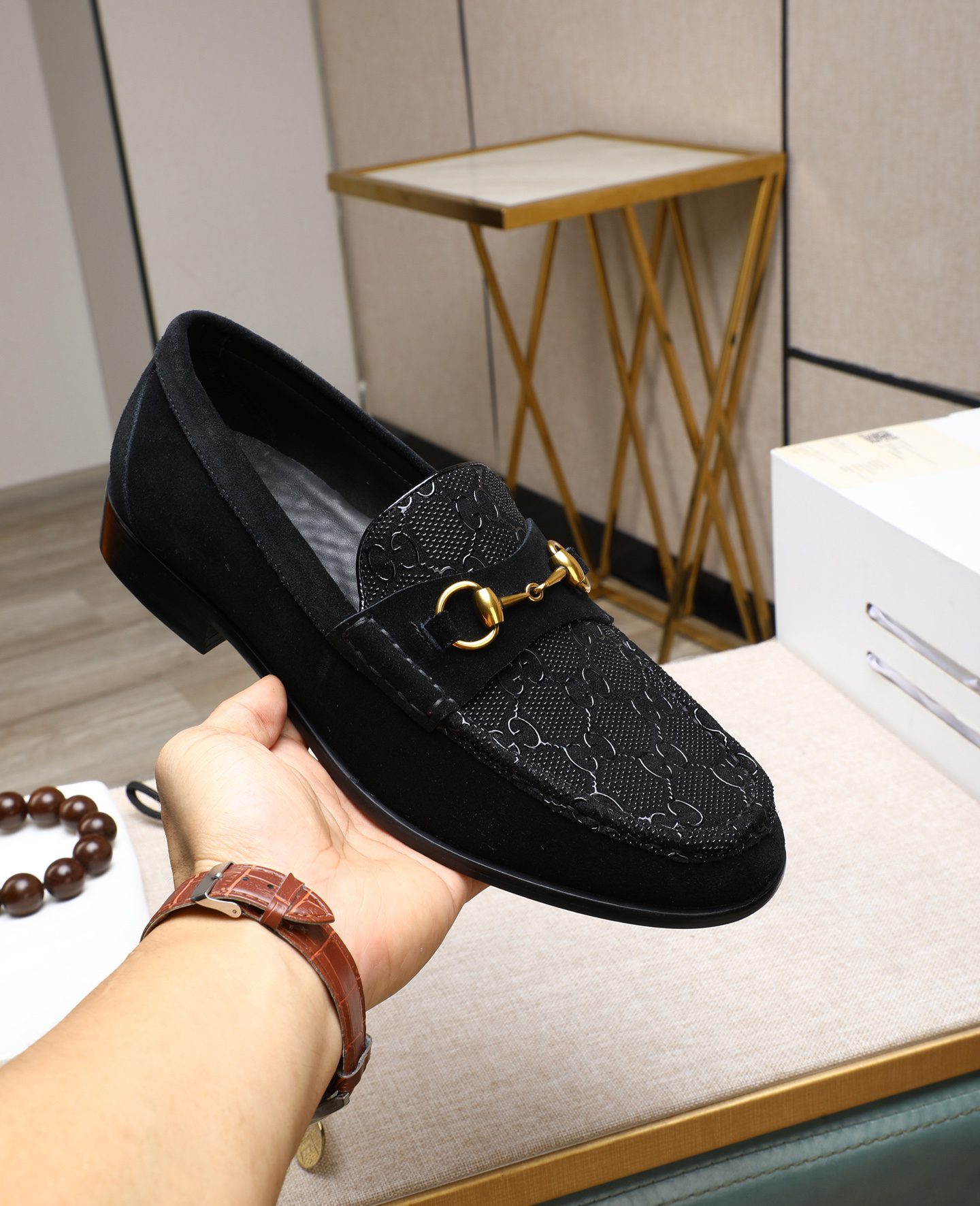 Gucci men's leather shoes-6