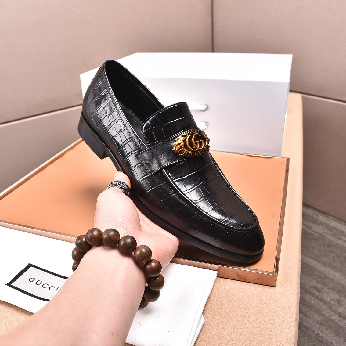 Gucci men's leather shoes-31
