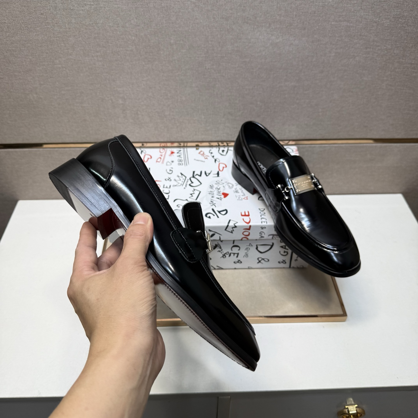 D&G men's leather shoes-89