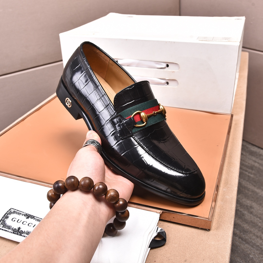 Gucci men's leather shoes-11